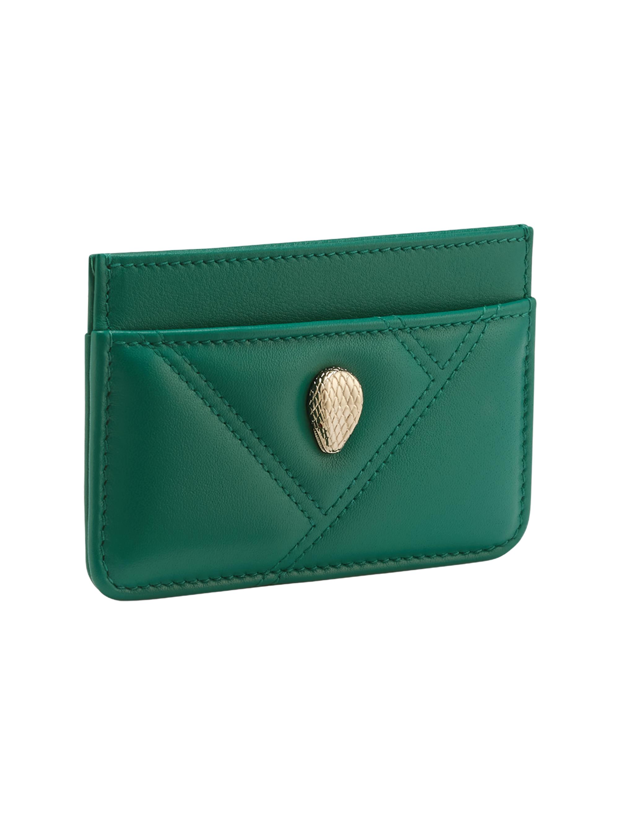 BVLGARI Women's Cabochon Leather Card Case - Jade Green