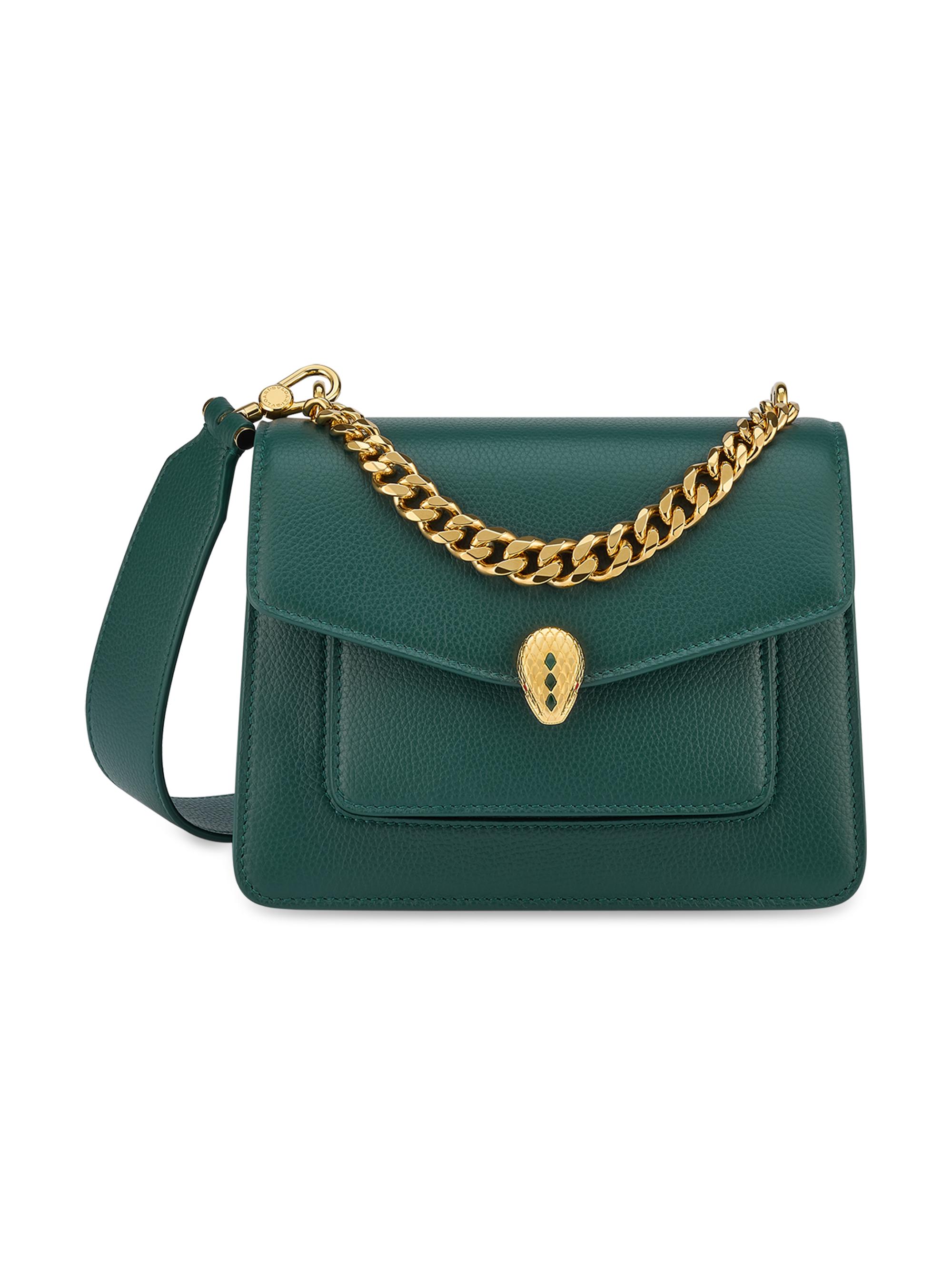 BVLGARI Women's Serpenti Maxi Chain Leather Shoulder Bag - Forest Emerald