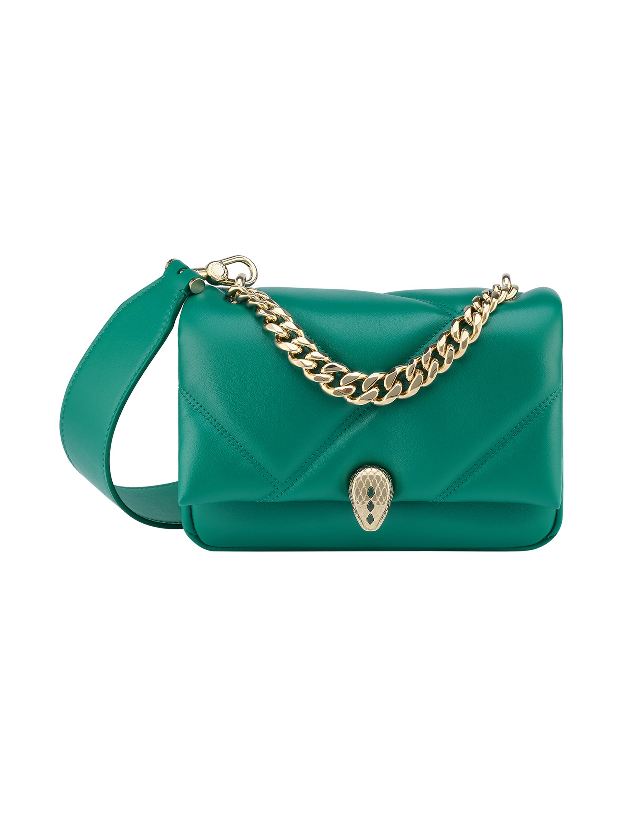 BVLGARI Women's Serpenti Cabochon Matelassé Leather Crossbody Bag - Jade Green