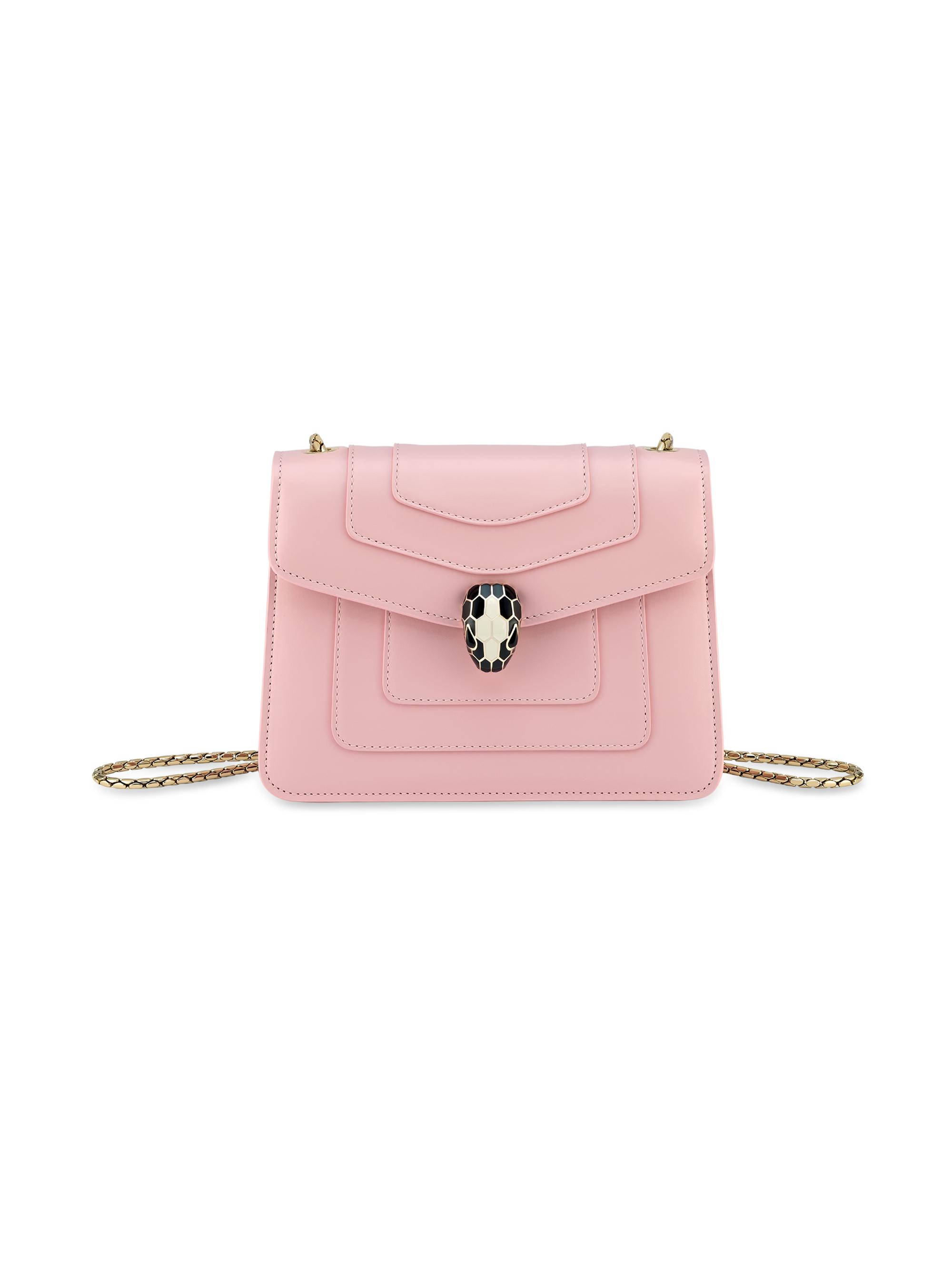 BVLGARI Women's Serpenti Leather Flap Shoulder Bag - Prime Rose Quartz