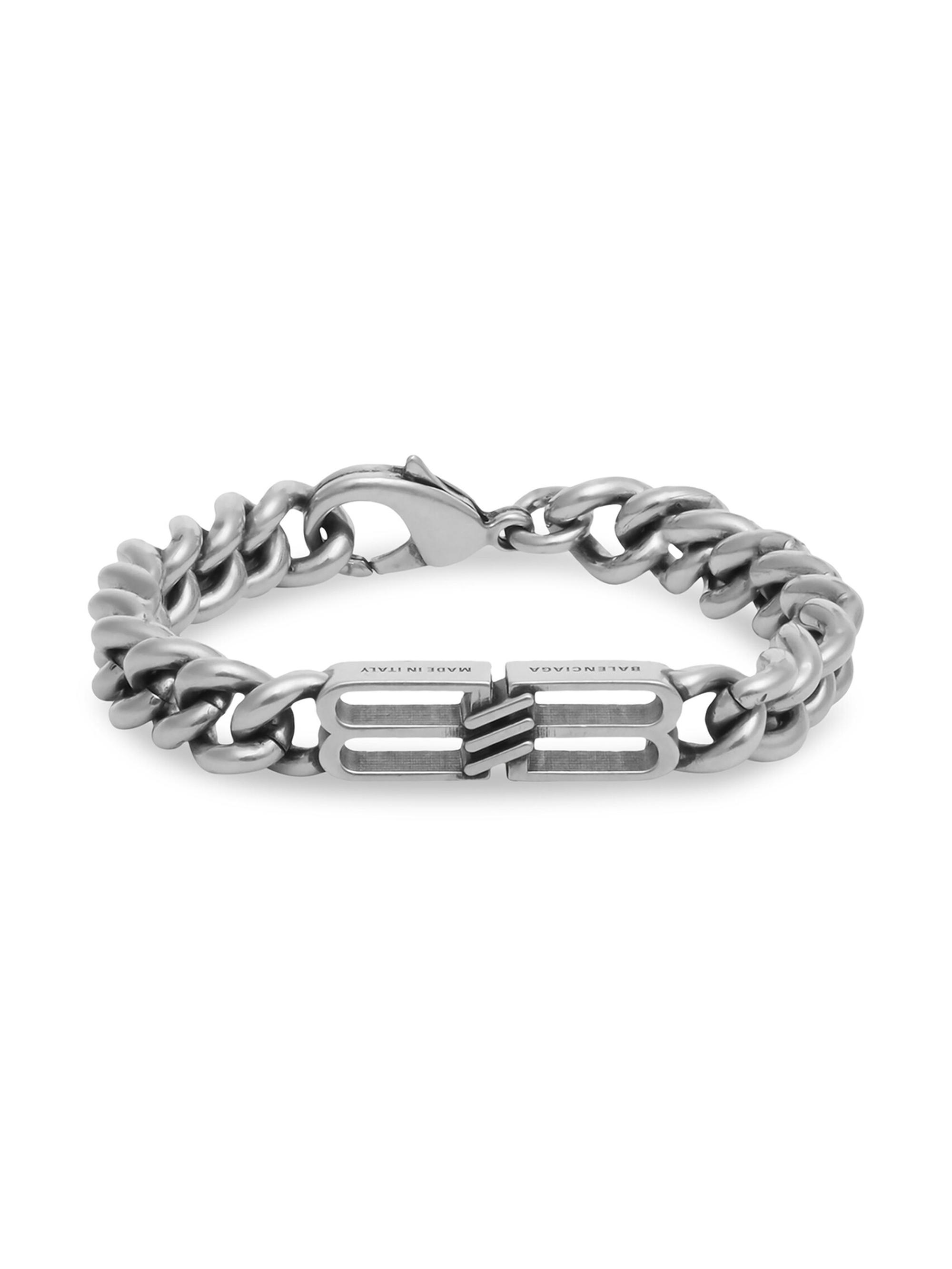 Balenciaga Men's Bb Icon Gourmette Bracelet - Antique Silver