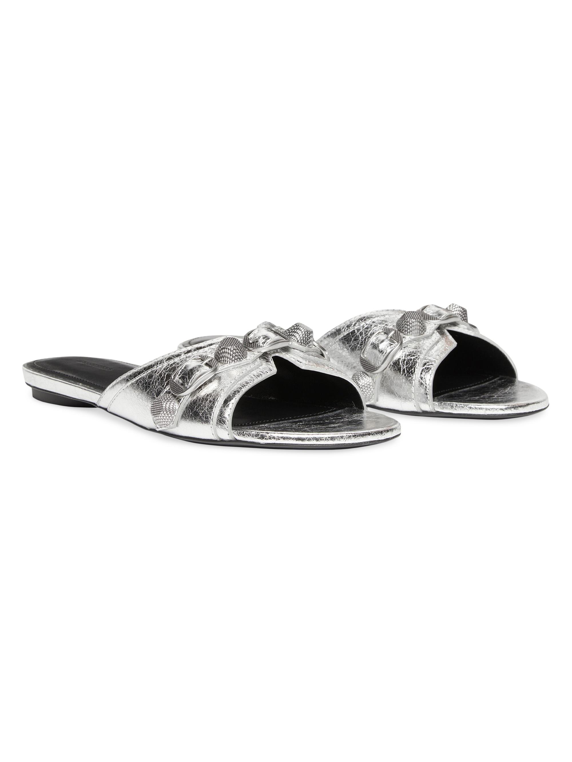 Balenciaga Women's Cagole Sandal Metallized - Silver