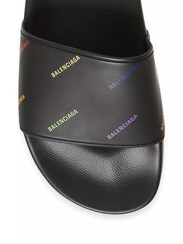 Shop Balenciaga Pride 22 Pool Slide Sandal Allover Logo | Saks