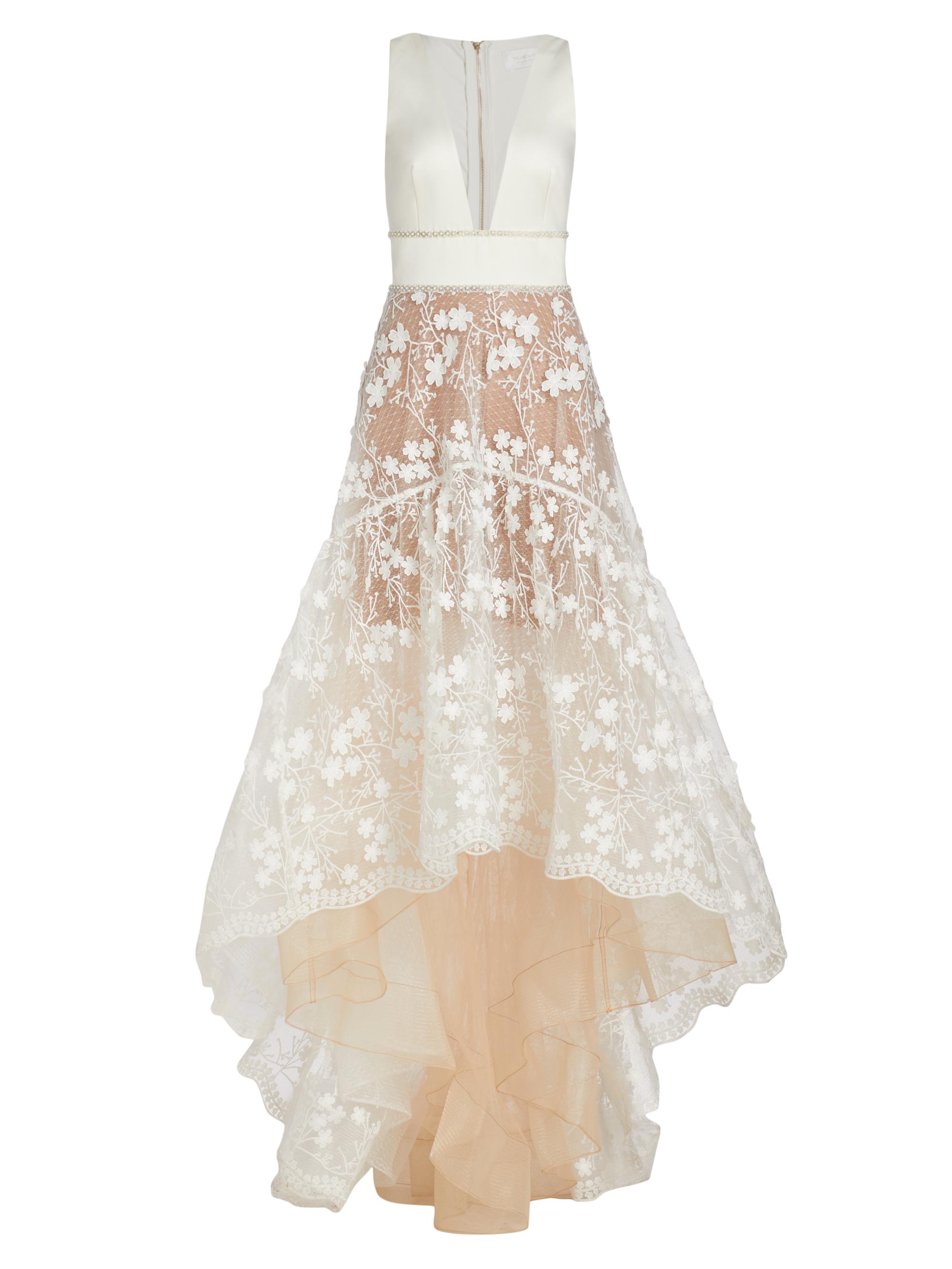 Bronx and Banco Women's Fiona High-Low Lace Gown - White