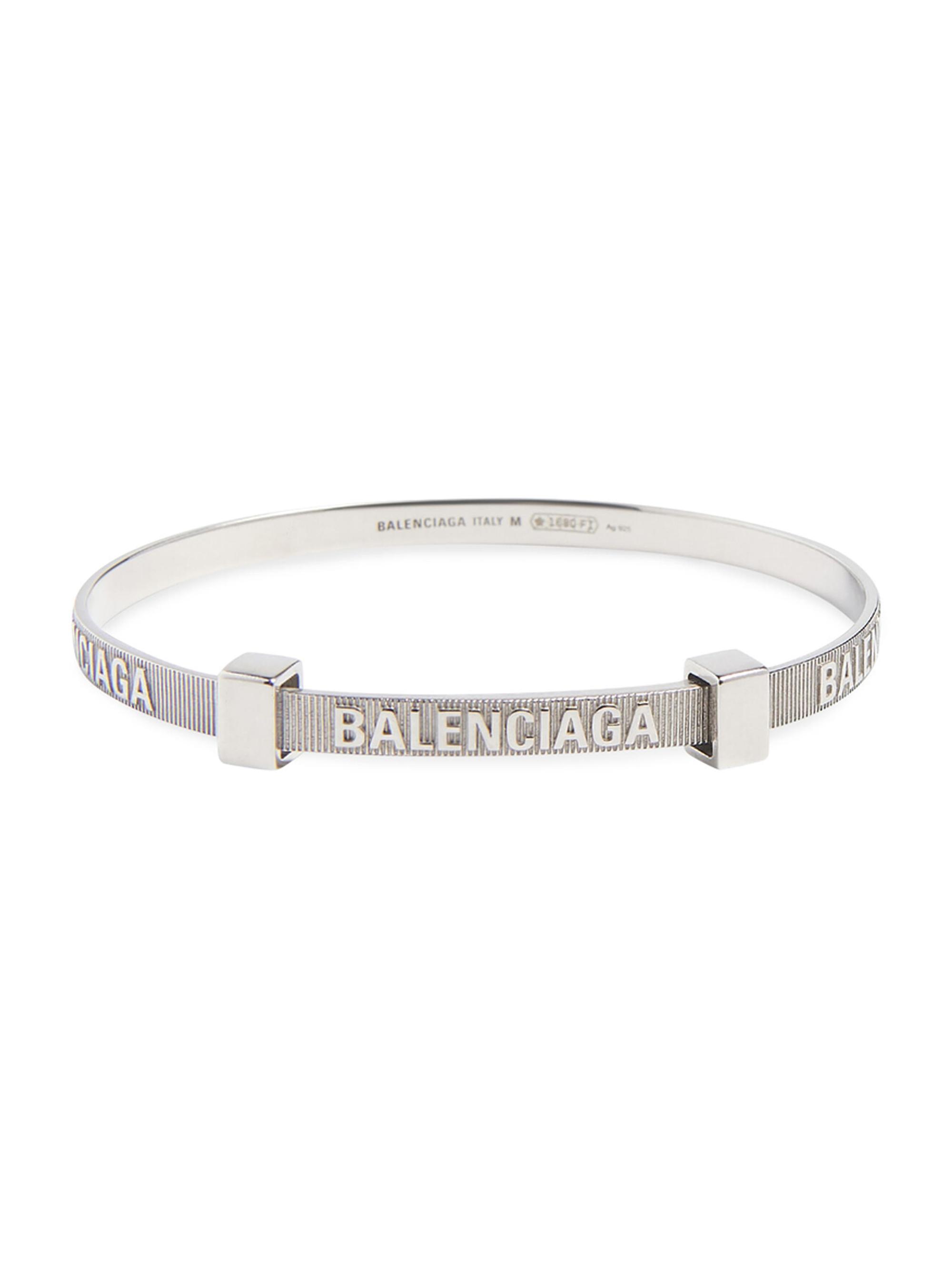 Balenciaga Women's Logo Hoop Bangle - Shiny Silver