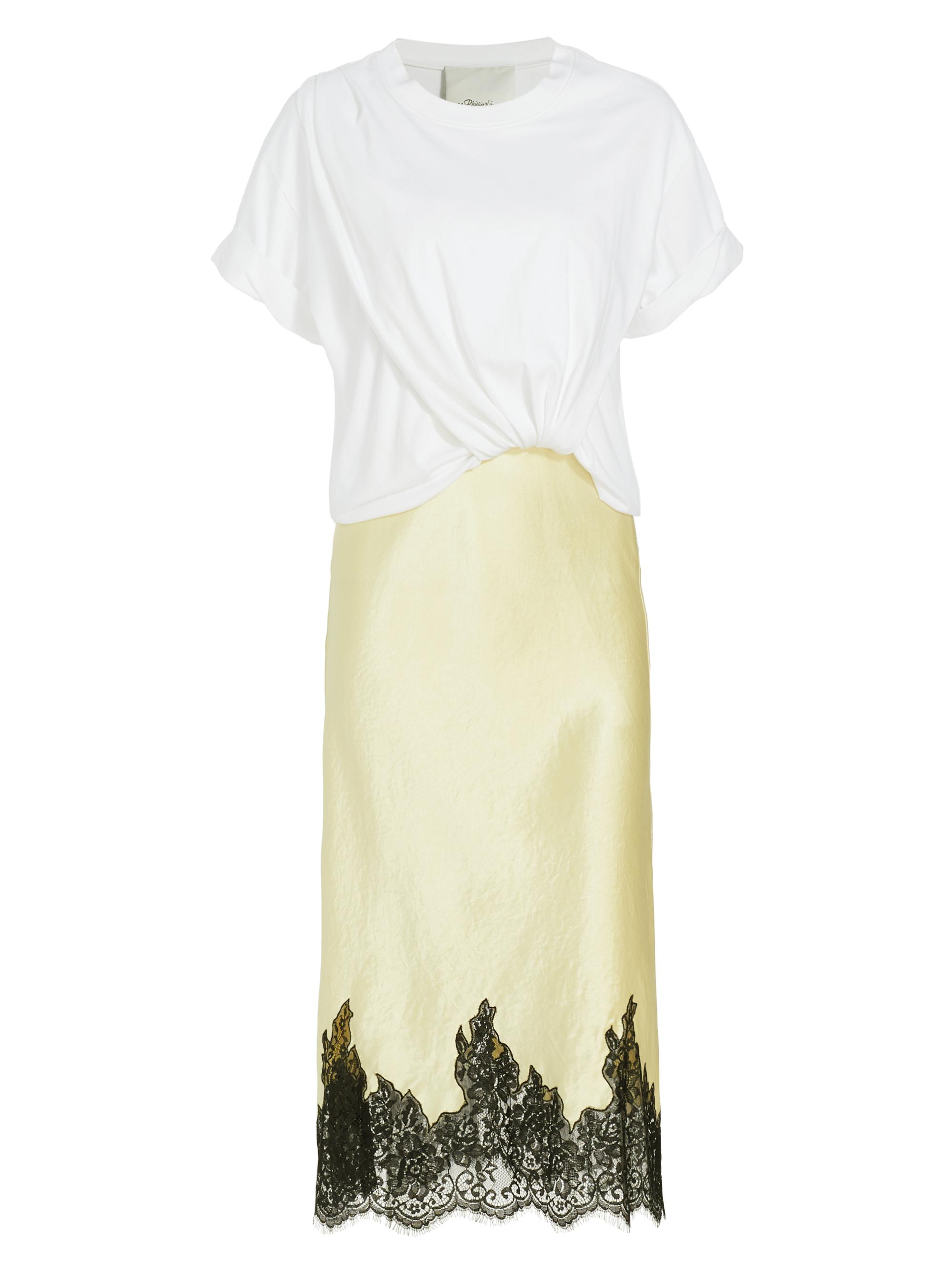 3.1 Phillip Lim  シフォンデザインTシャツ 3.1 Phillip Lim Draped T-Shirt Slip Combo Dress | Saks Fifth Avenue