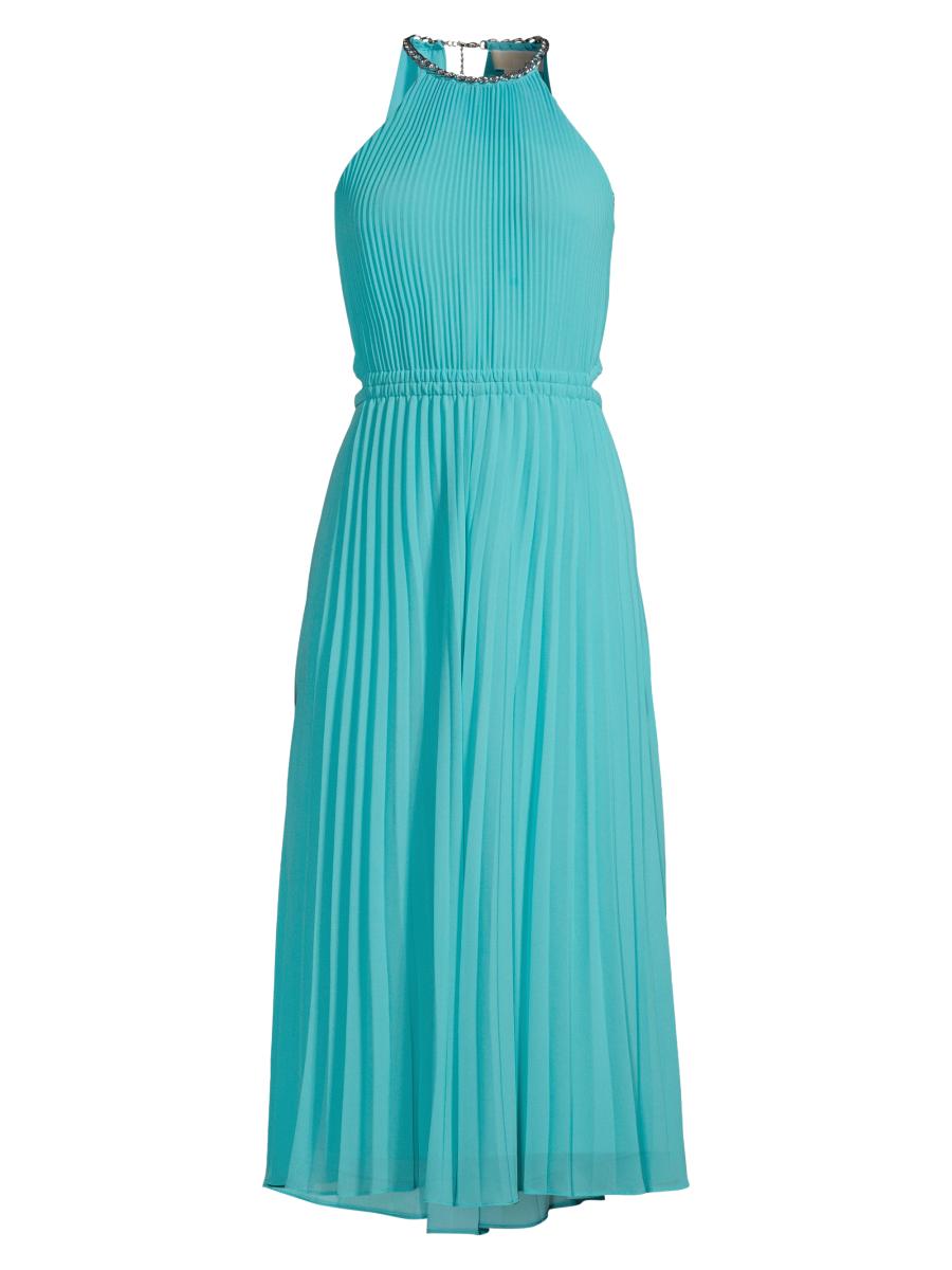 MICHAEL Michael Kors Pleated Cut-Out Midi Dress | Saks Fifth Avenue