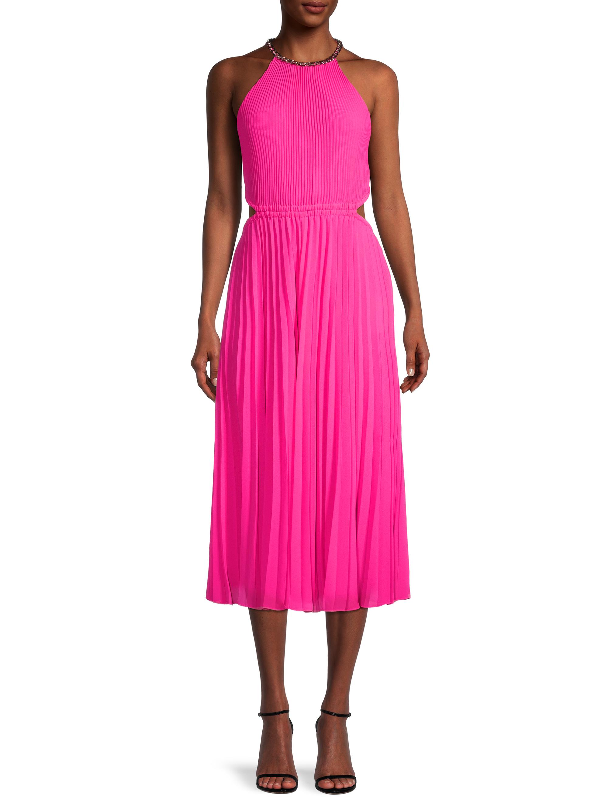 MICHAEL Michael Kors Pleated Cut-Out Midi Dress | Saks Fifth Avenue
