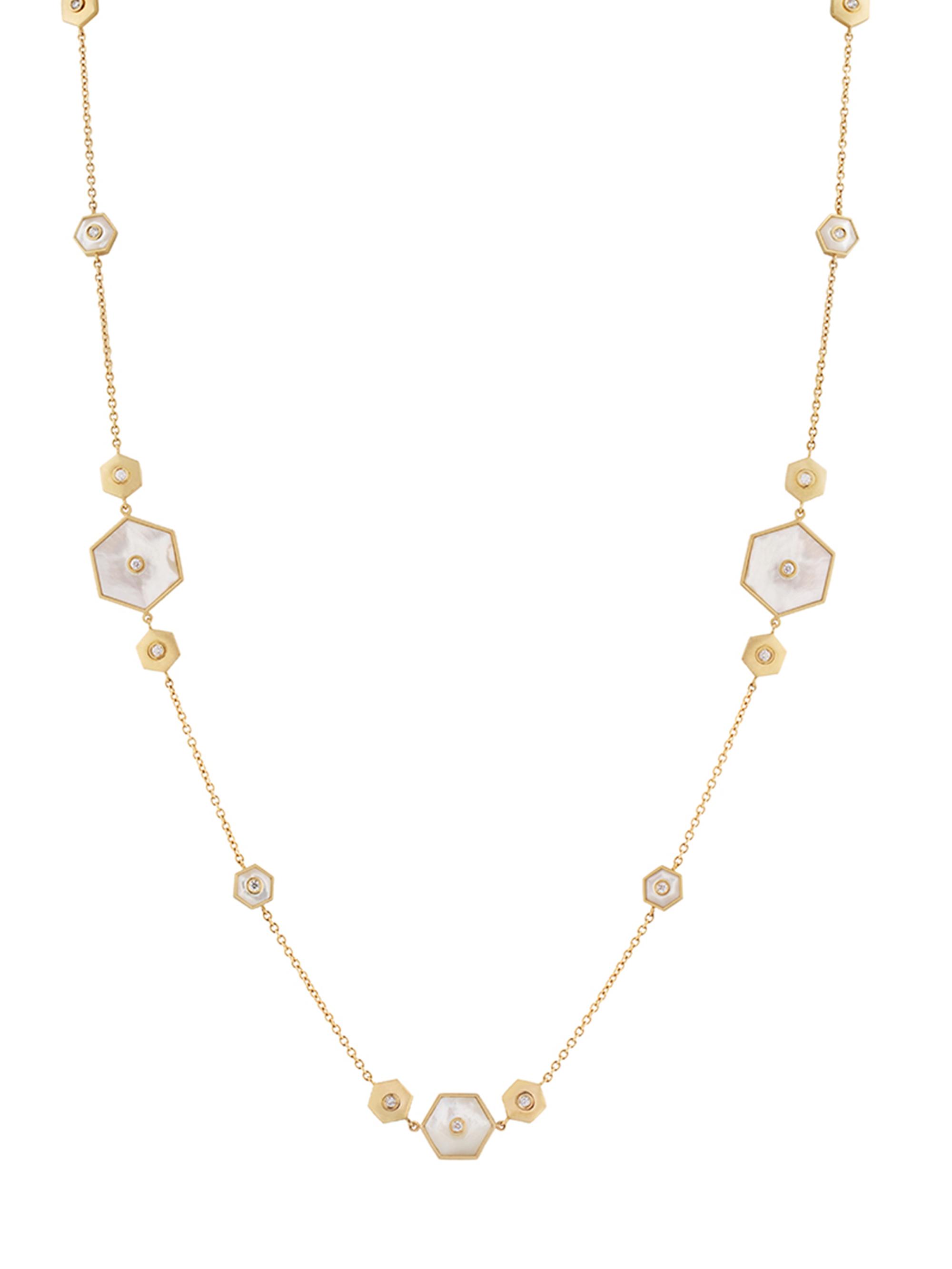 Miseno Women's Baia 18K Yellow Gold, Mother-Of-Pearl & 1.53 TCW Diamond Station Necklace - Yellow Gold