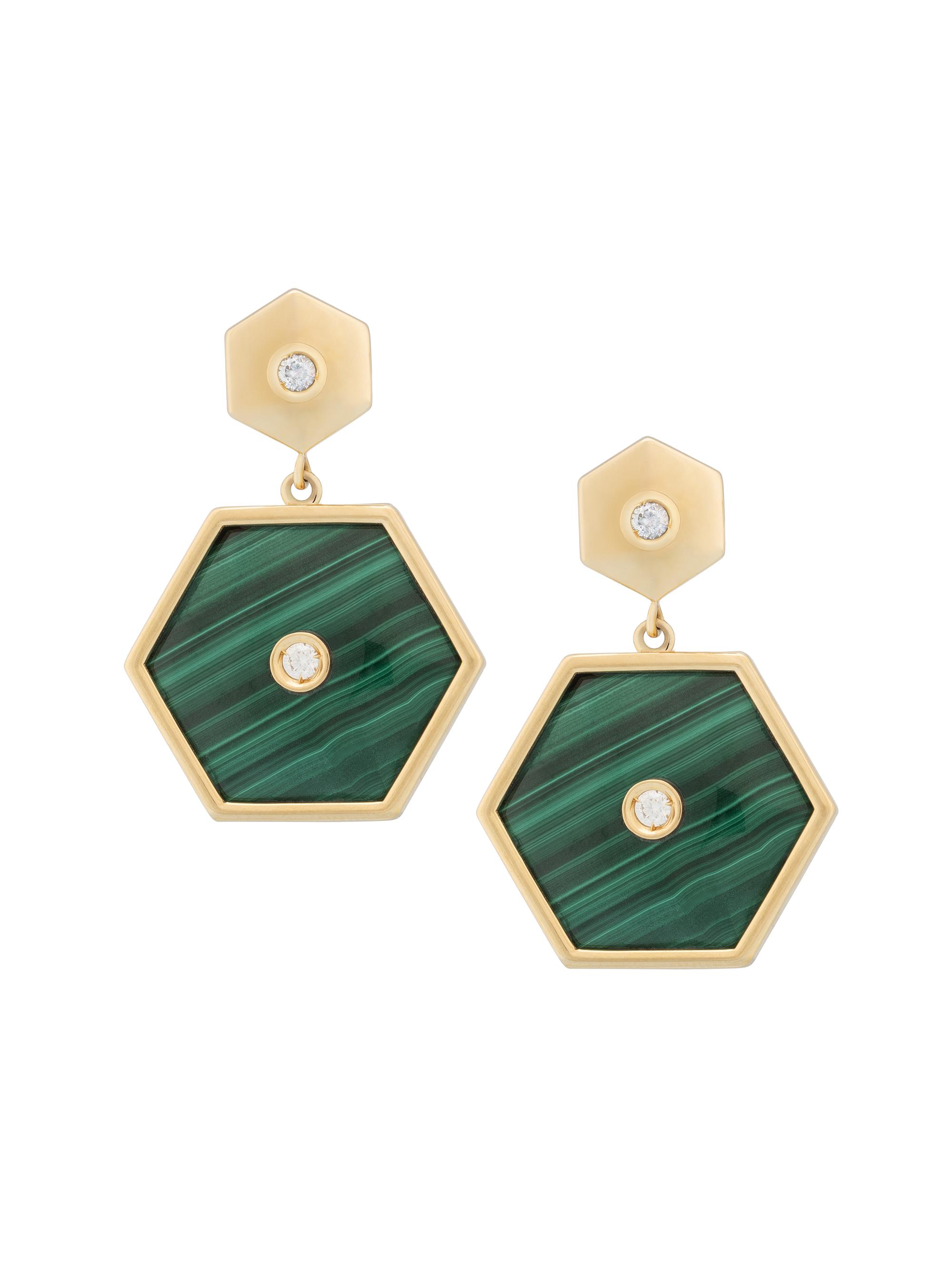 Miseno Women's Baia  18K Yellow Gold, Malachite & 0.2 TCW Diamond Drop Earrings - Yellow Gold