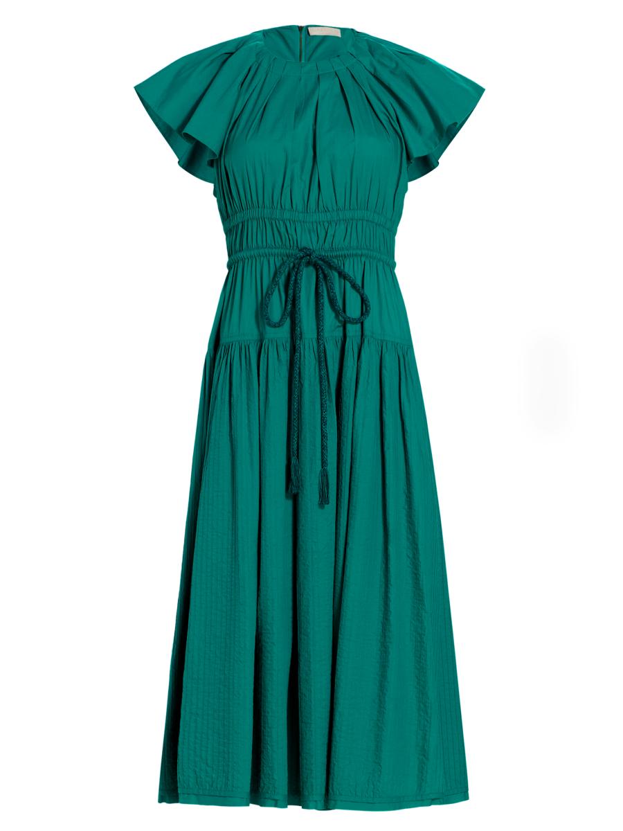 Ulla Johnson Darlene Pintucked Midi-Dress | Saks Fifth Avenue