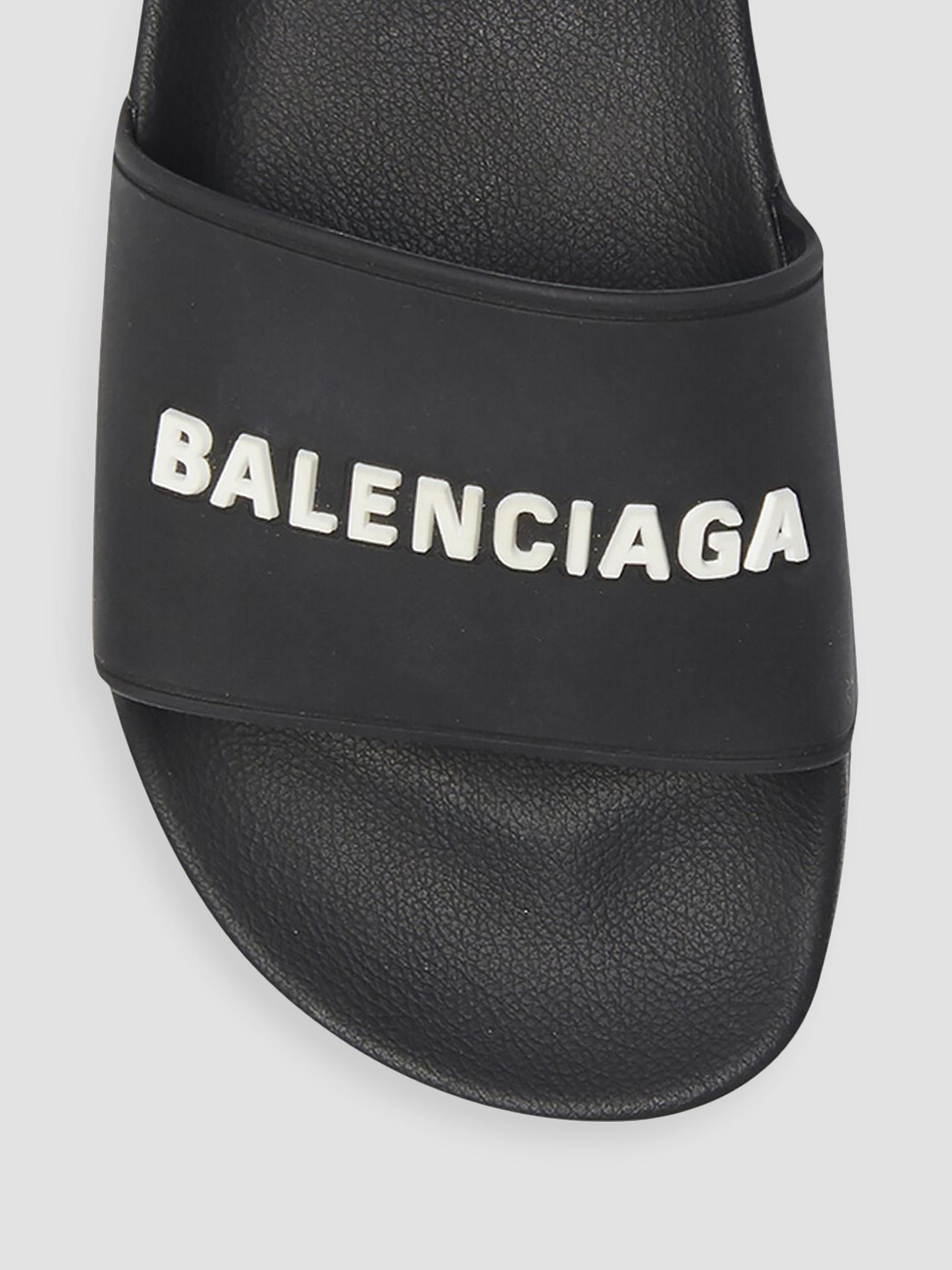 BALENCIAGA Logo Sport Slide Shoes Size 11 Balenciaga Logo Embossed Pool Slides Sandals in White - Size  main image 3