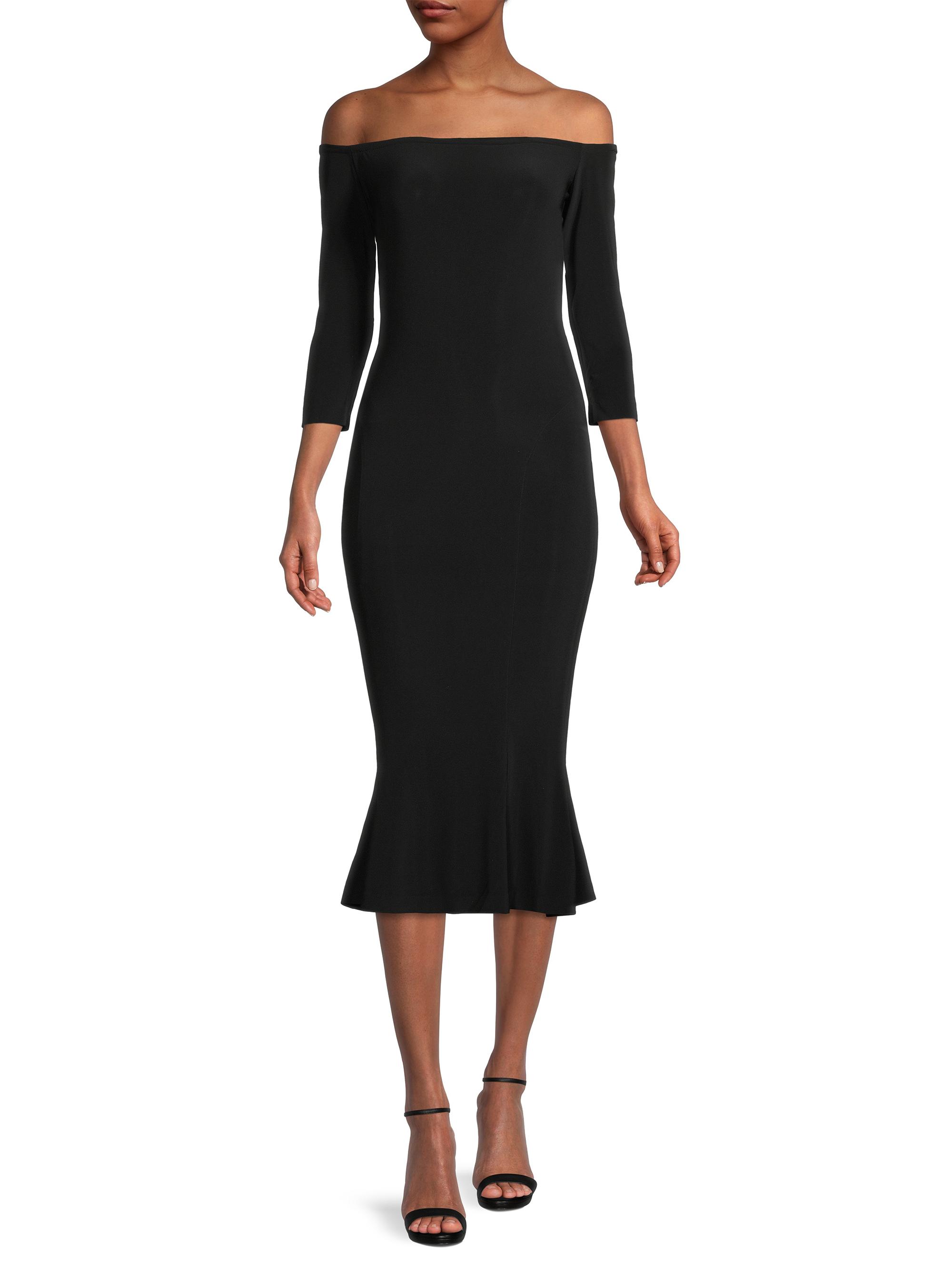 knee length dresses for ladies Black and Red Fishtail Midi Dress – Rosies Closet