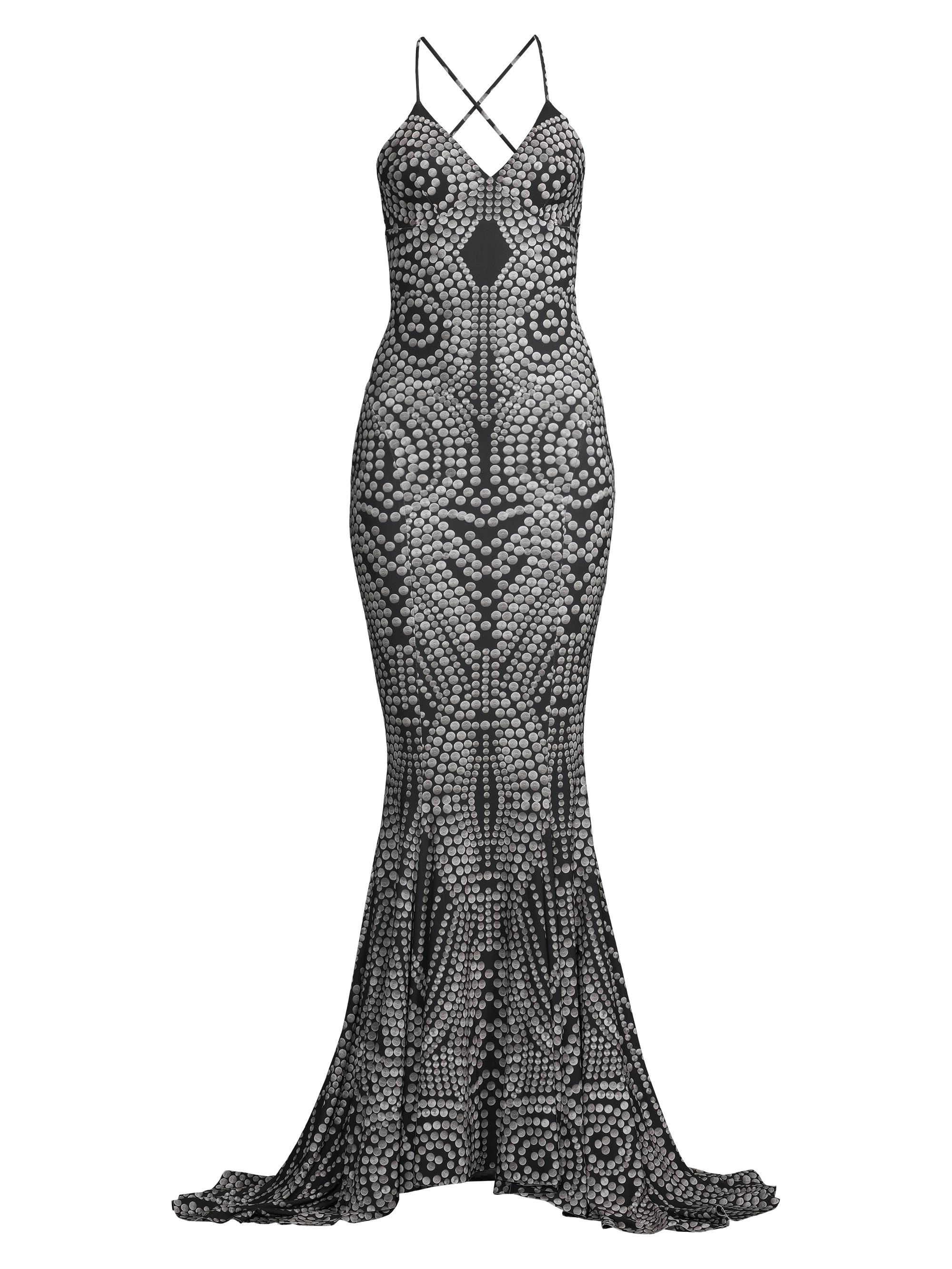 Norma Kamali Women's Dotted Stretch Mermaid Fishtail Gown - Studs