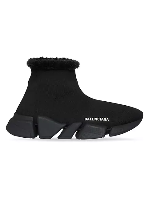 Shop Balenciaga Avenue Recycled 2.0 And Fake In Fur Speed Sneaker Saks | Fifth Knit