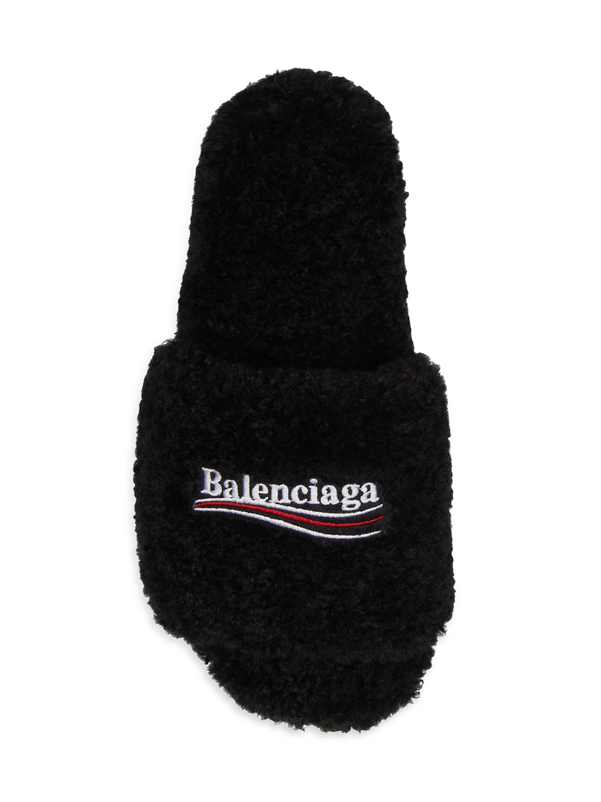 Balenciaga Furry Slide Sandals | Saks Fifth Avenue