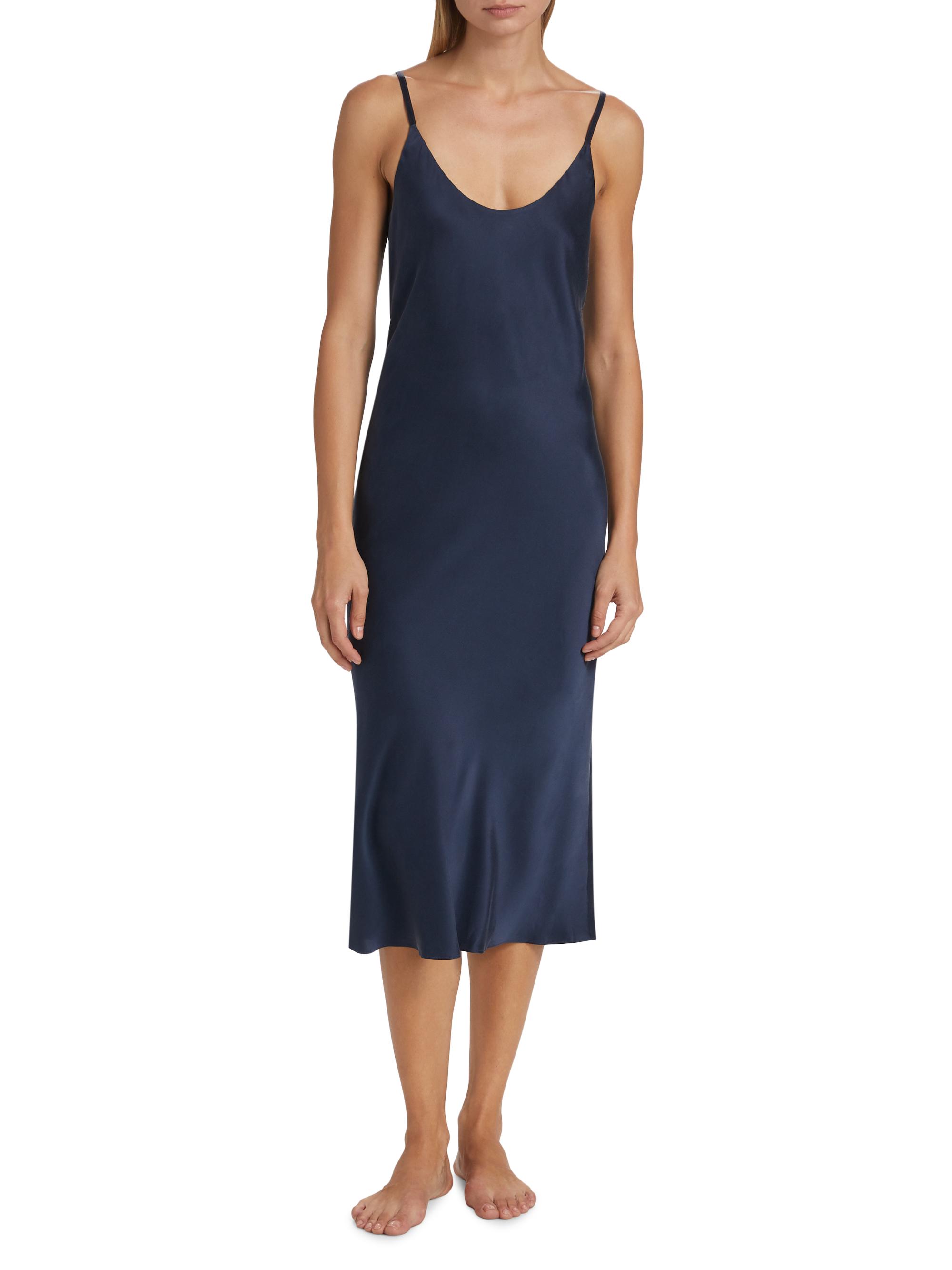 Lunya - Washable Silk Bias Slip Dress Deep Blue / XS