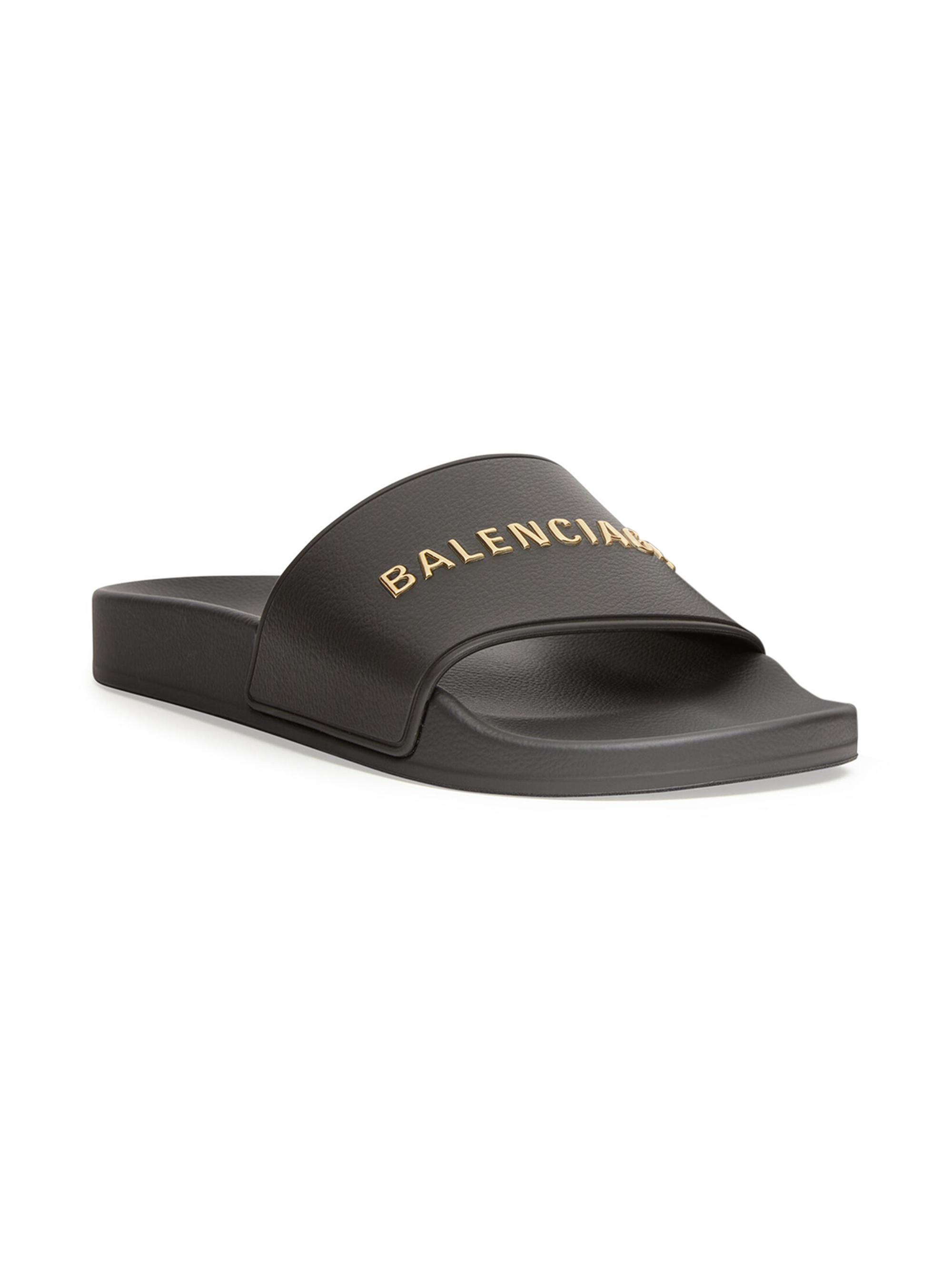 Balenciaga Men's Pool Slide Sandal - Black Gold