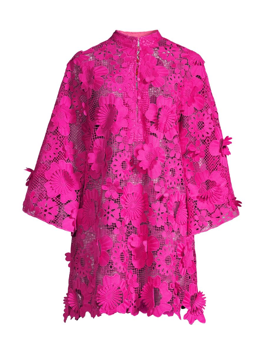 La Vie Style House '60s Floral Lace Mini Caftan | Saks Fifth