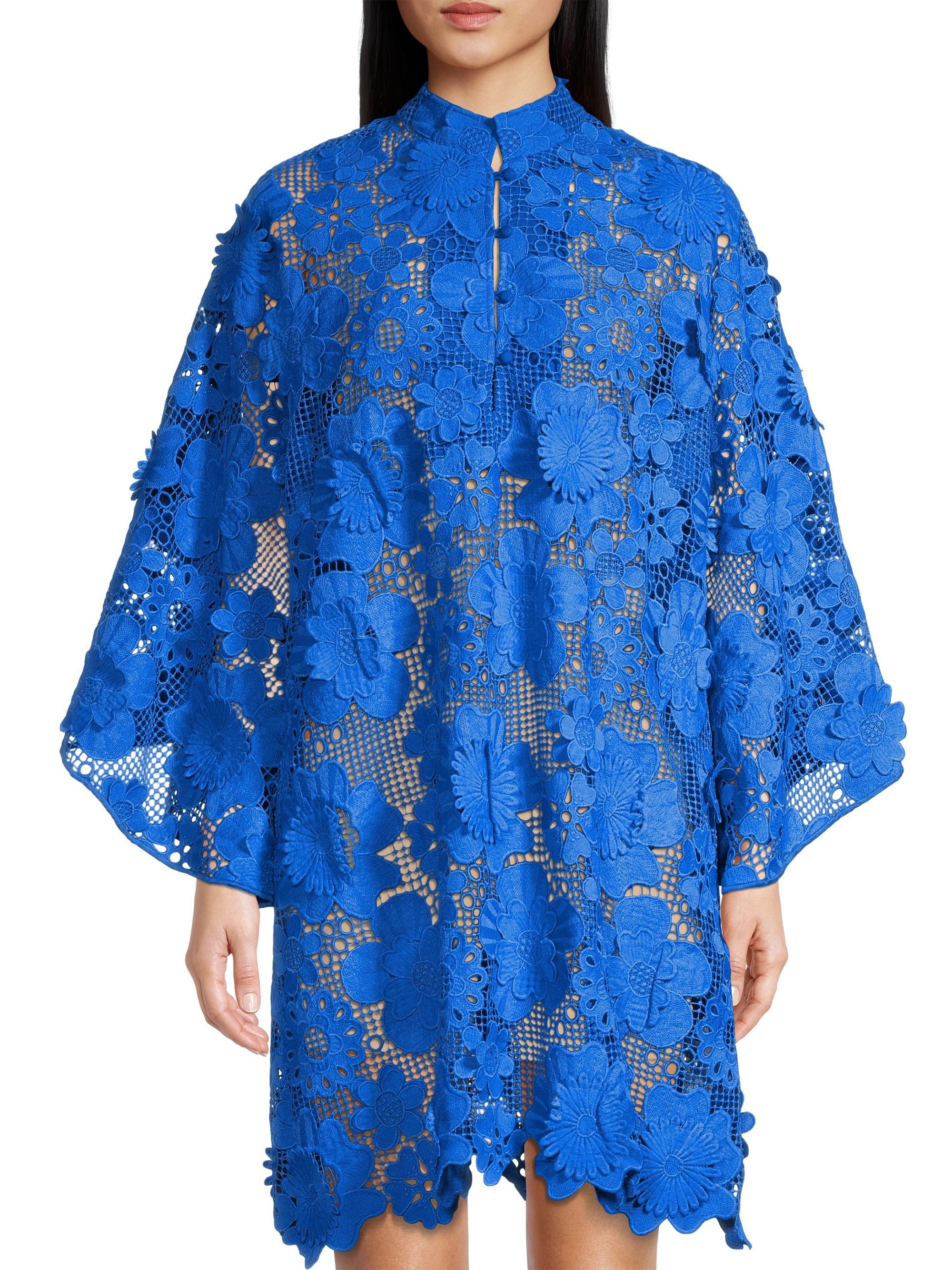 La Vie Style House '60s Floral Lace Mini Caftan | Saks Fifth Avenue