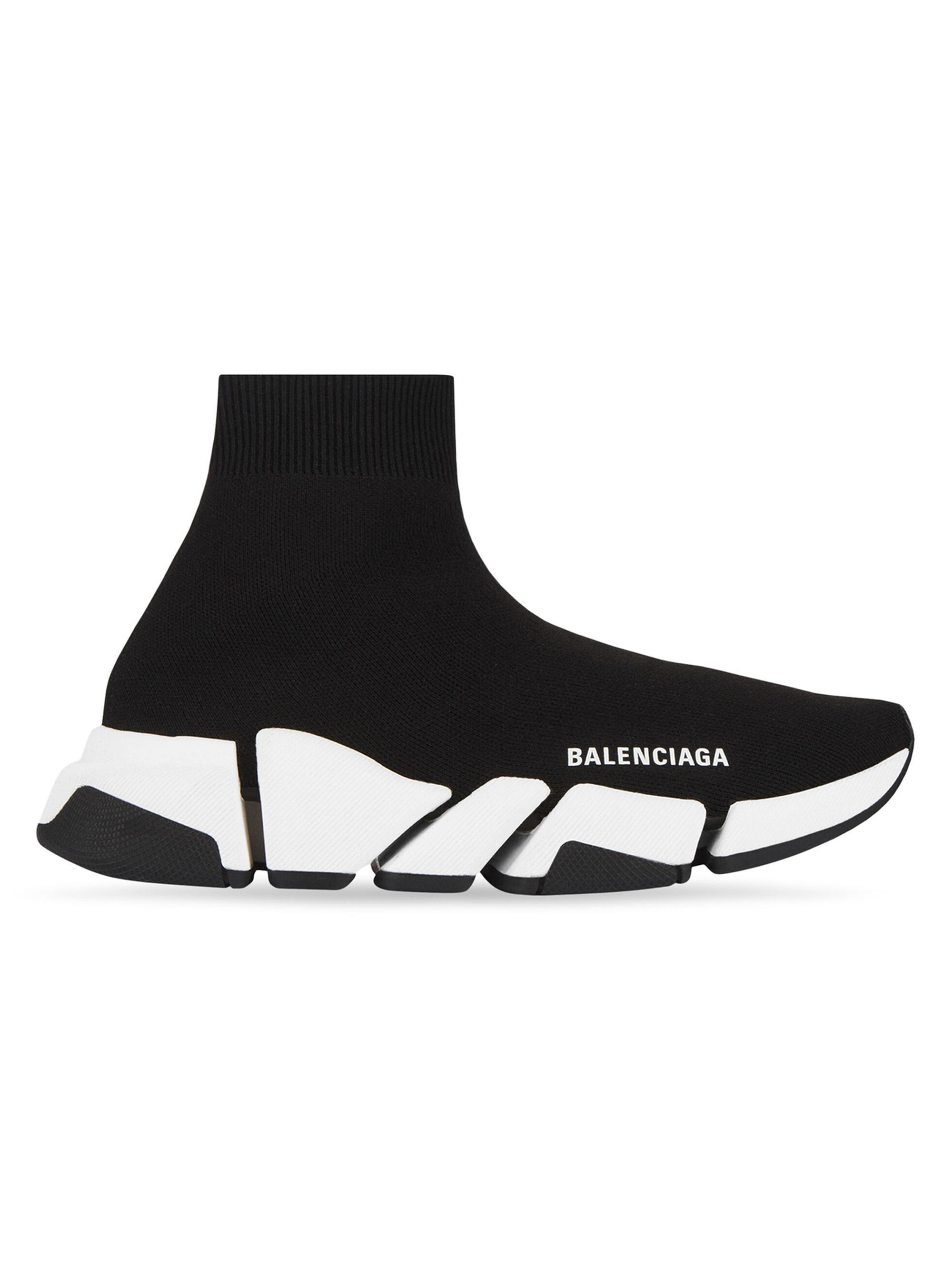 Balenciaga Men's Speed 2.0 Recycled Knit Sneaker - Black White