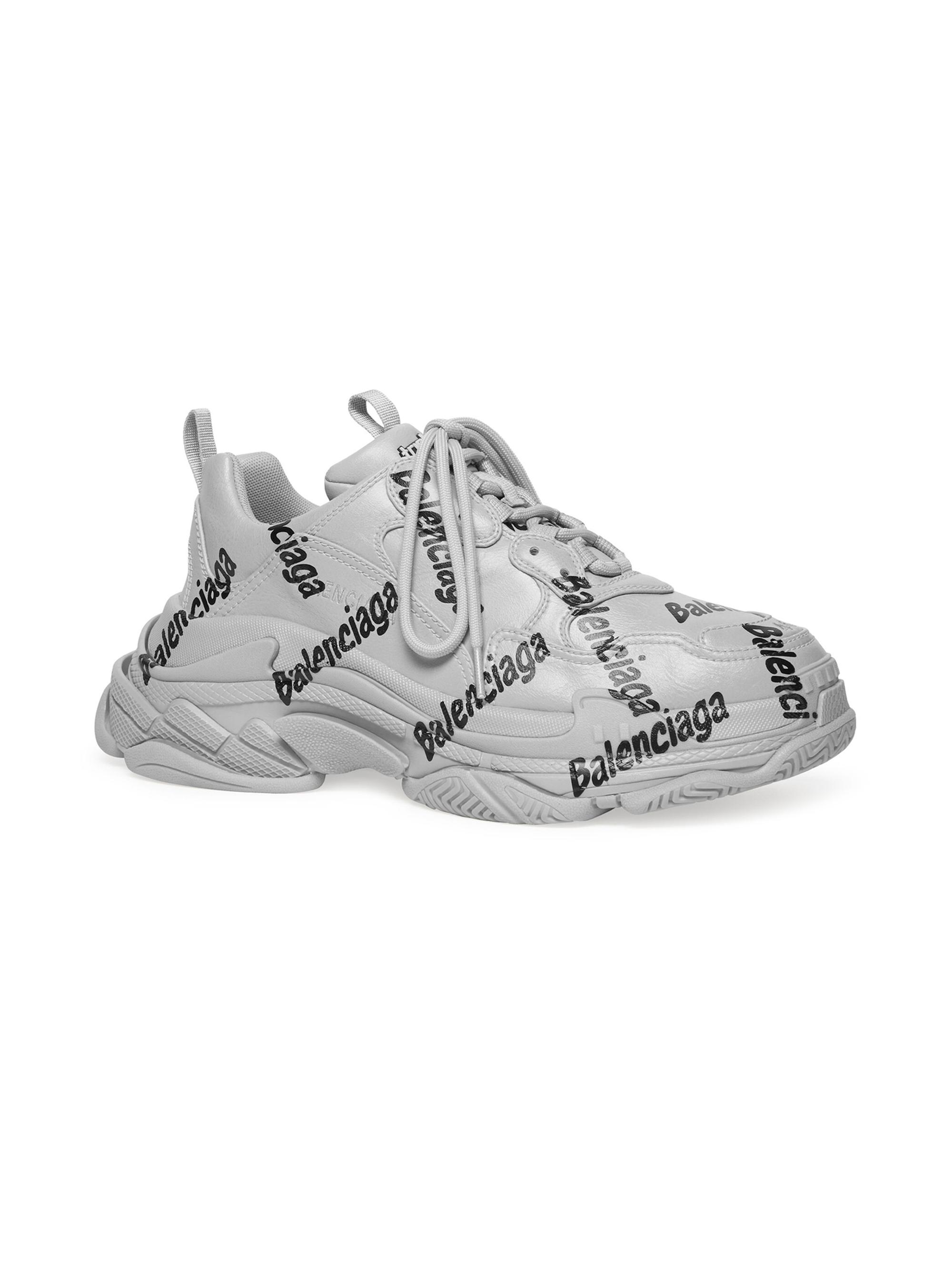 Balenciaga Men's Triple S Logotype Sneakers - Grey