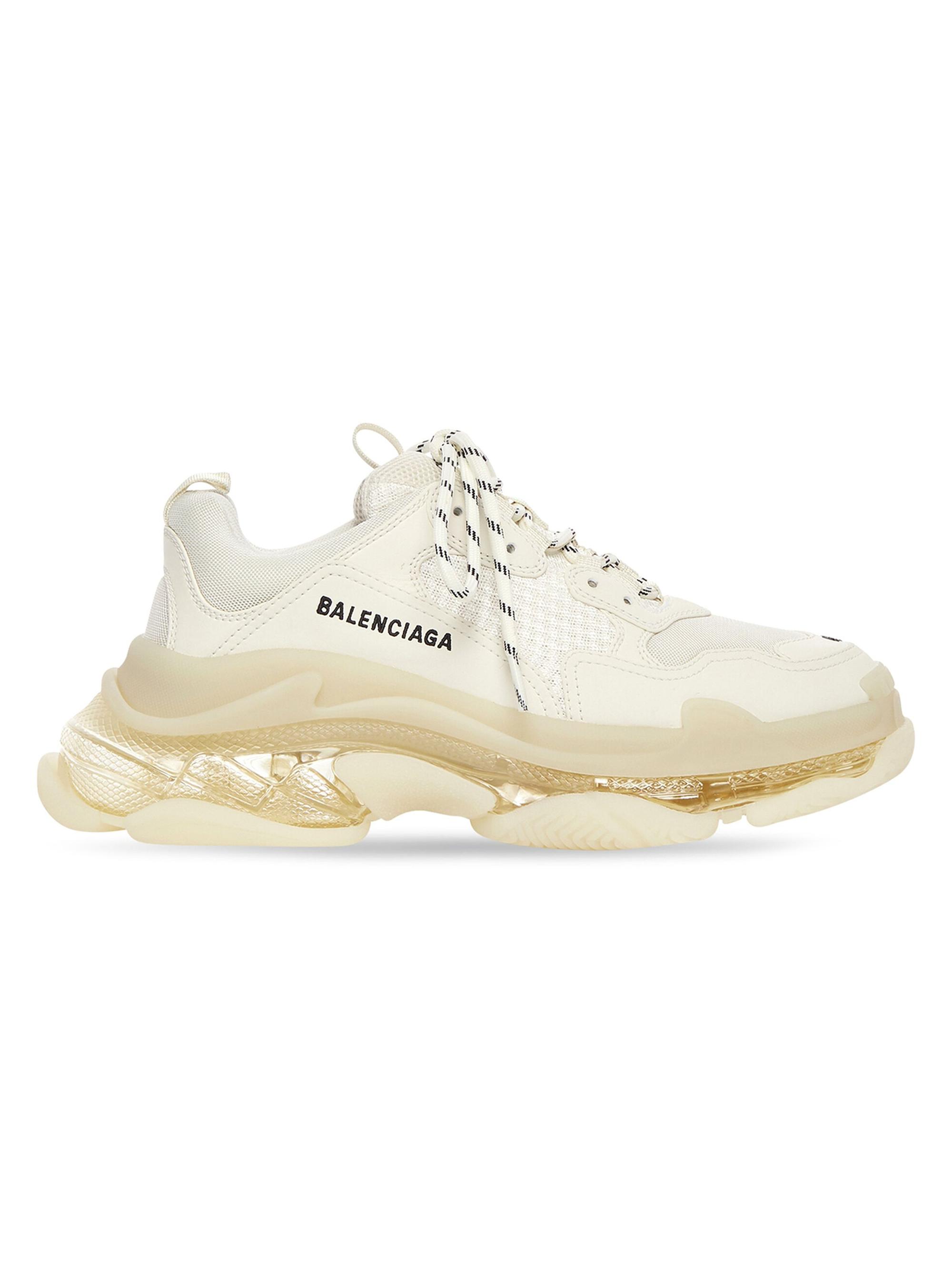 Balenciaga Men's Triple S Clear Sole Sneakers - Beige