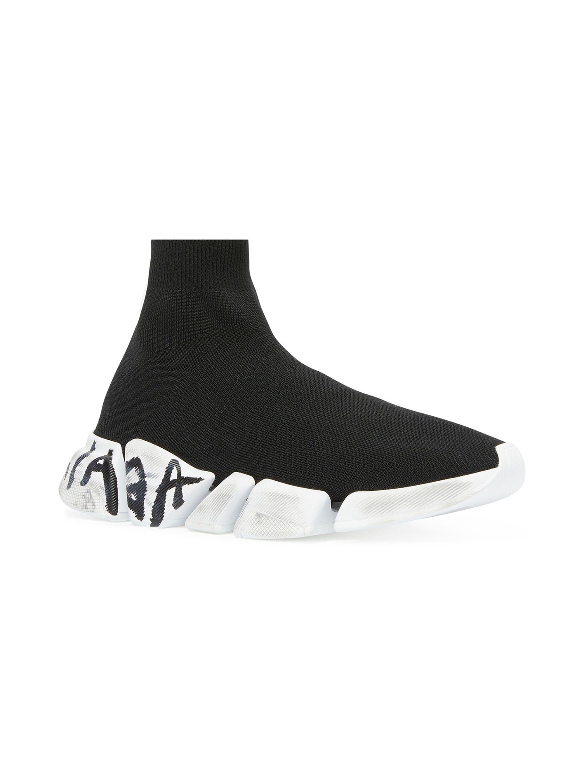 Balenciaga Men's Speed 2.0 Graffiti Recycled Knit Sneaker - Black