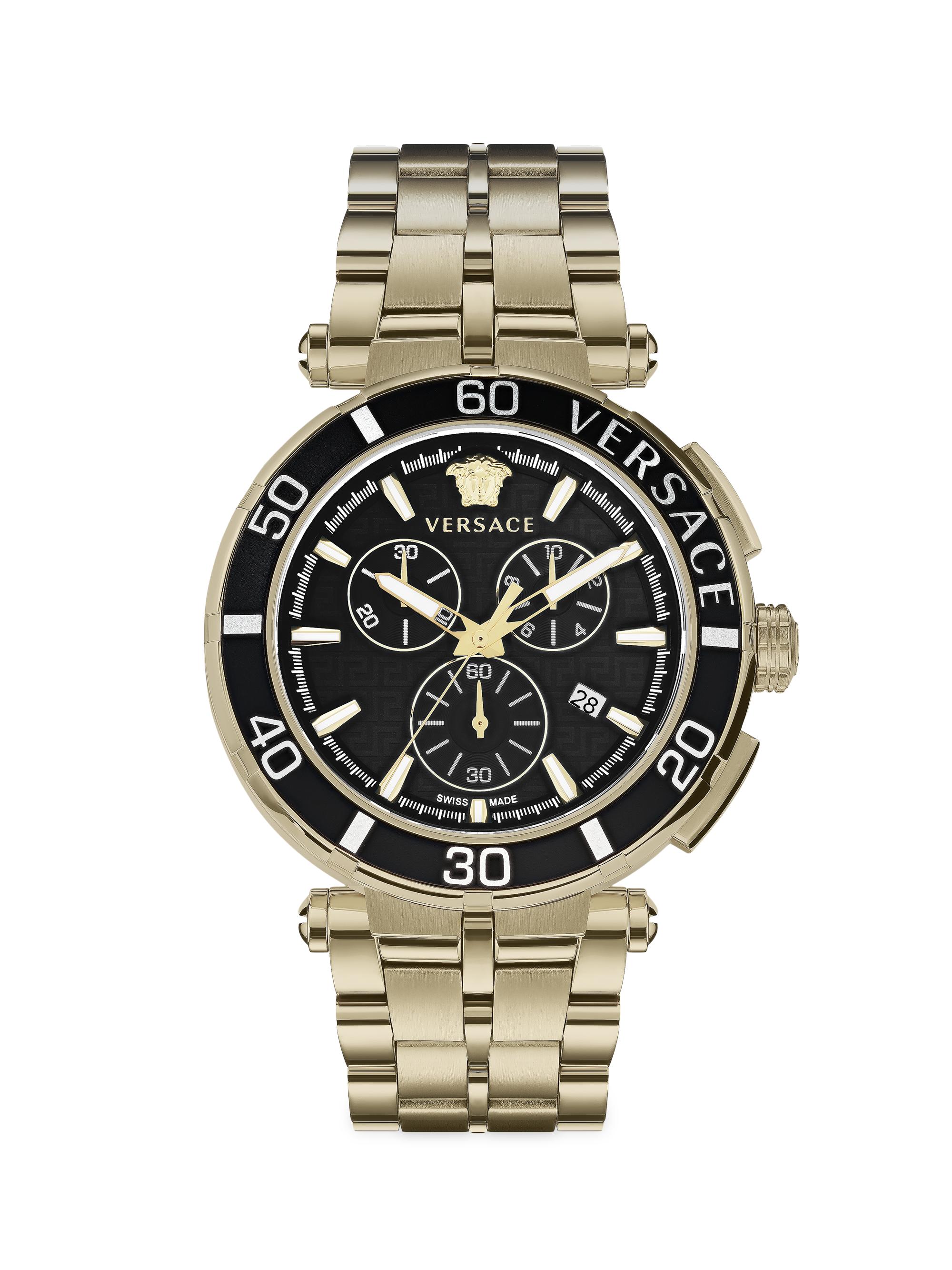 Versace Men's Greca Chrono Goldtone Stainless Steel Watch - Yellow Gold