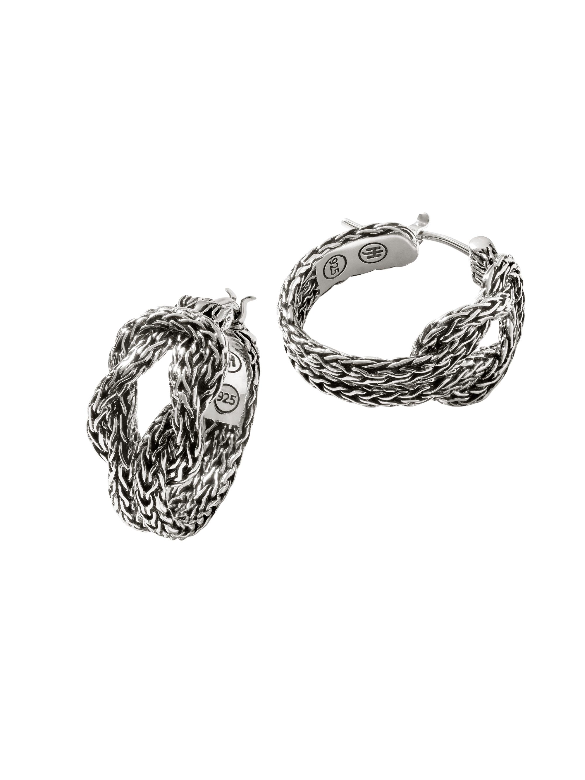 John Hardy Women's Classic Chain Love Knot Sterling Silver Hoop Earrings - Silver