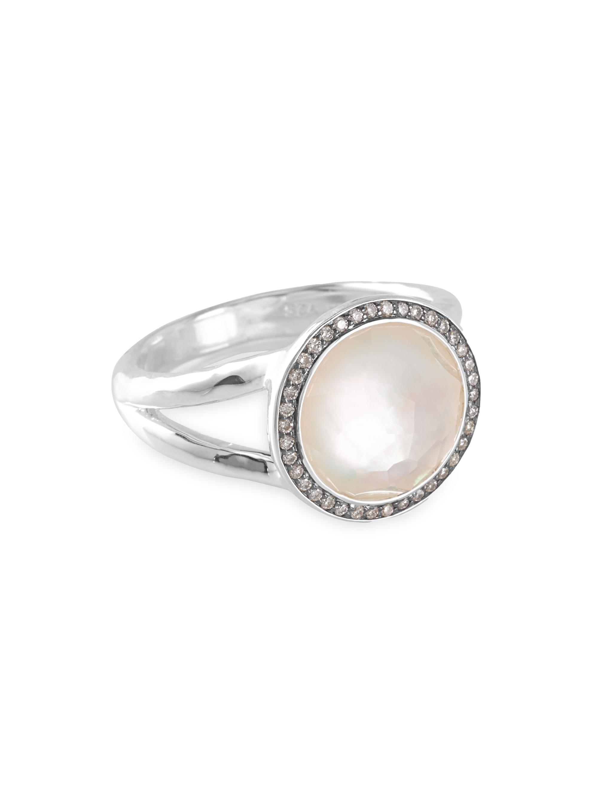 Ippolita Women's 925 Lolli Lollipop Sterling Silver, Diamond, Rock Crystal & Mother-Of-Pearl Mini Ring - Silver