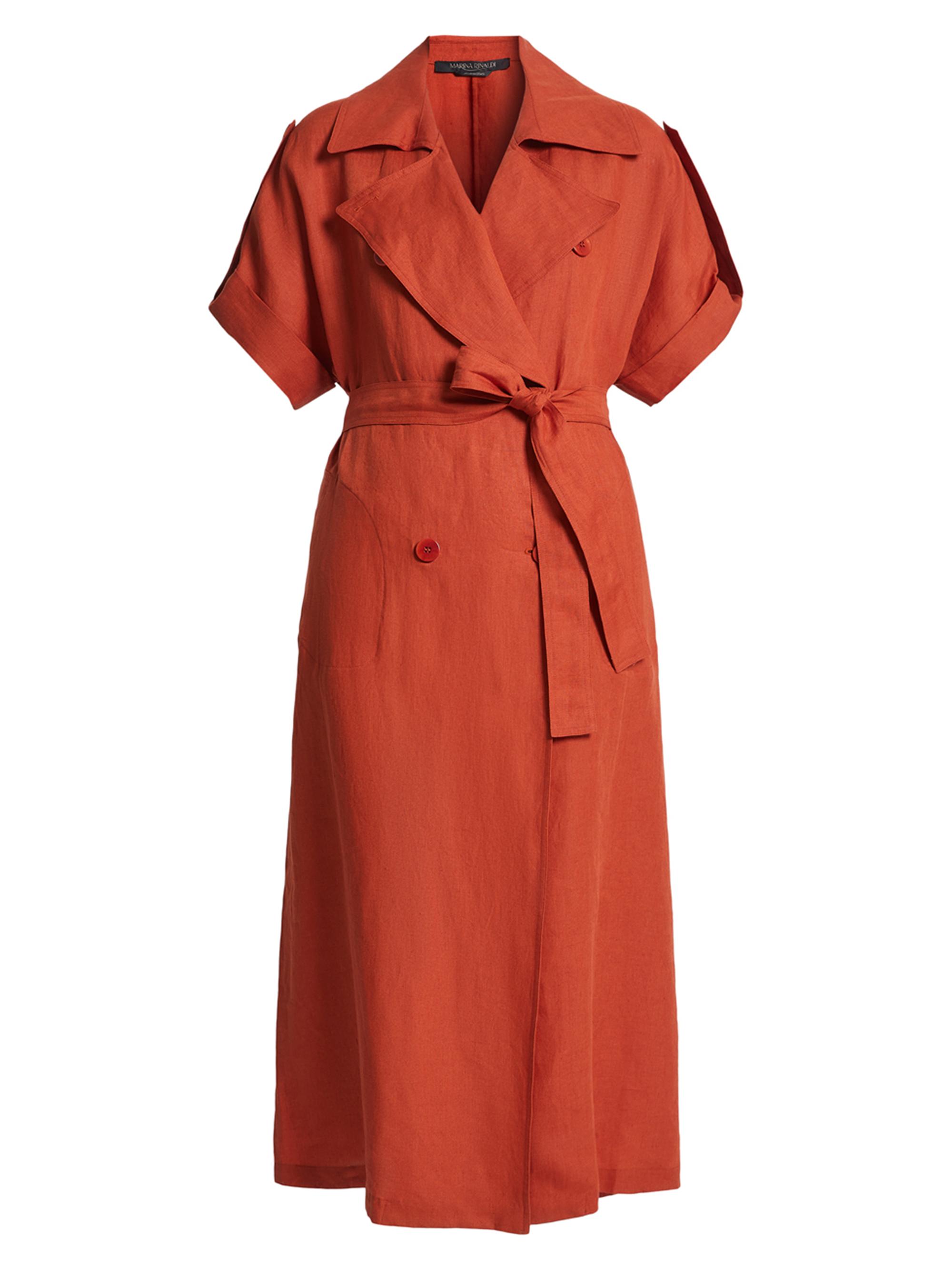 Marina Rinaldi Women's Driver Belted Linen Trench Coat - Rust