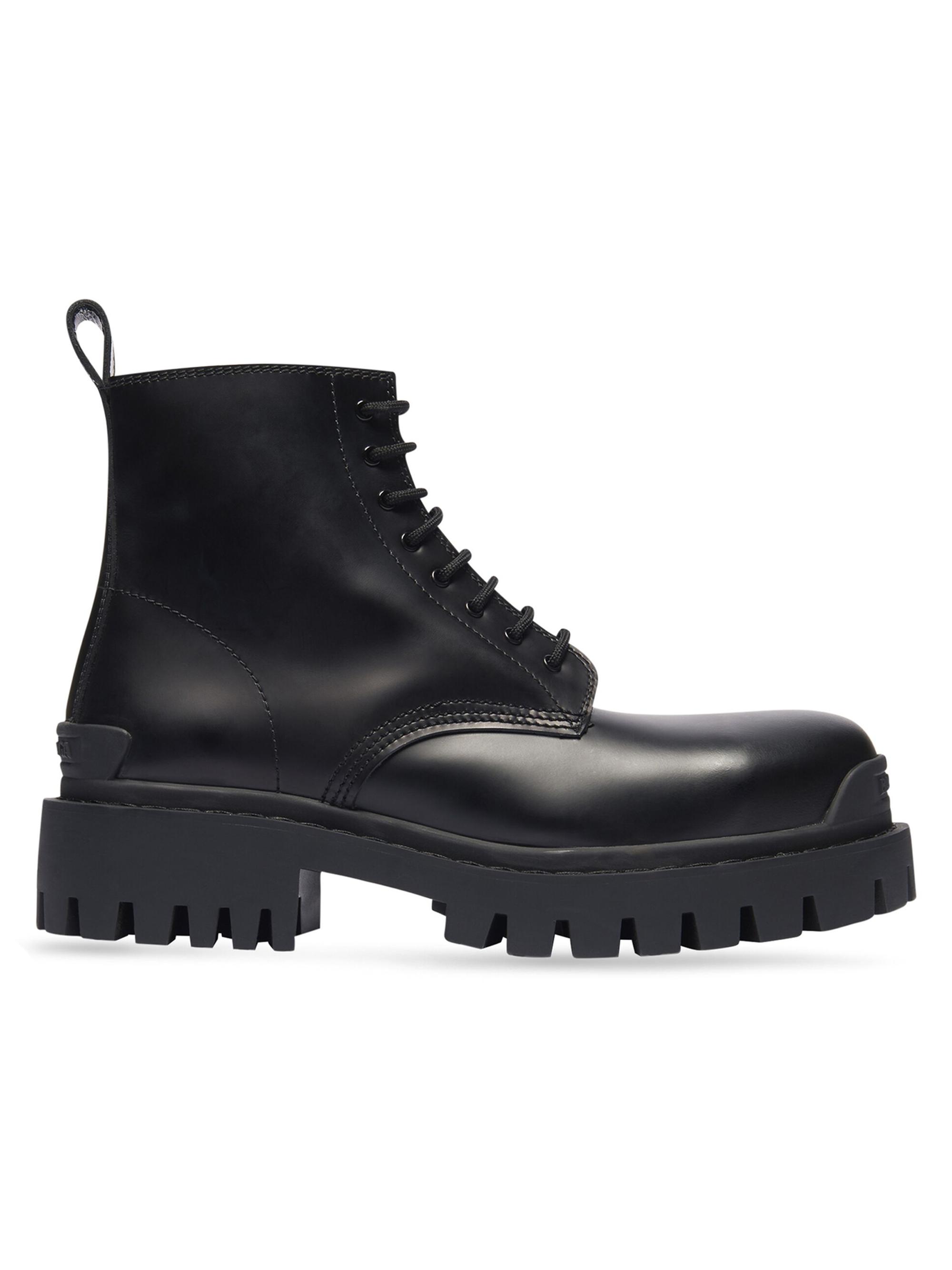 Balenciaga Strike Lace-Up Boot Black White