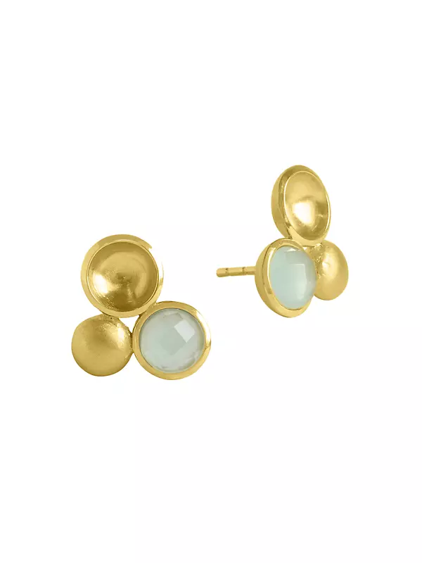 Sol 22K-Gold-Plated & Gemstone Stud Earrings