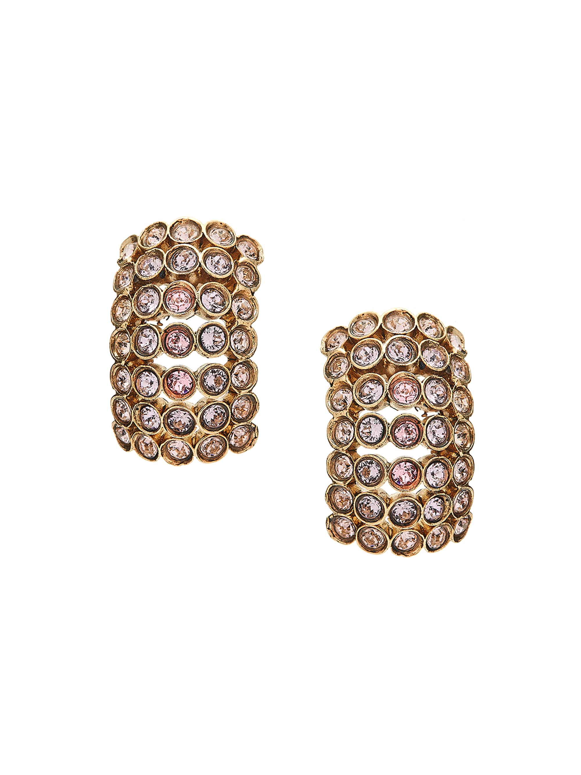 Oscar de la Renta Women's Disco Silvertone & Glass Crystal Hoop Earrings - Rose Multi