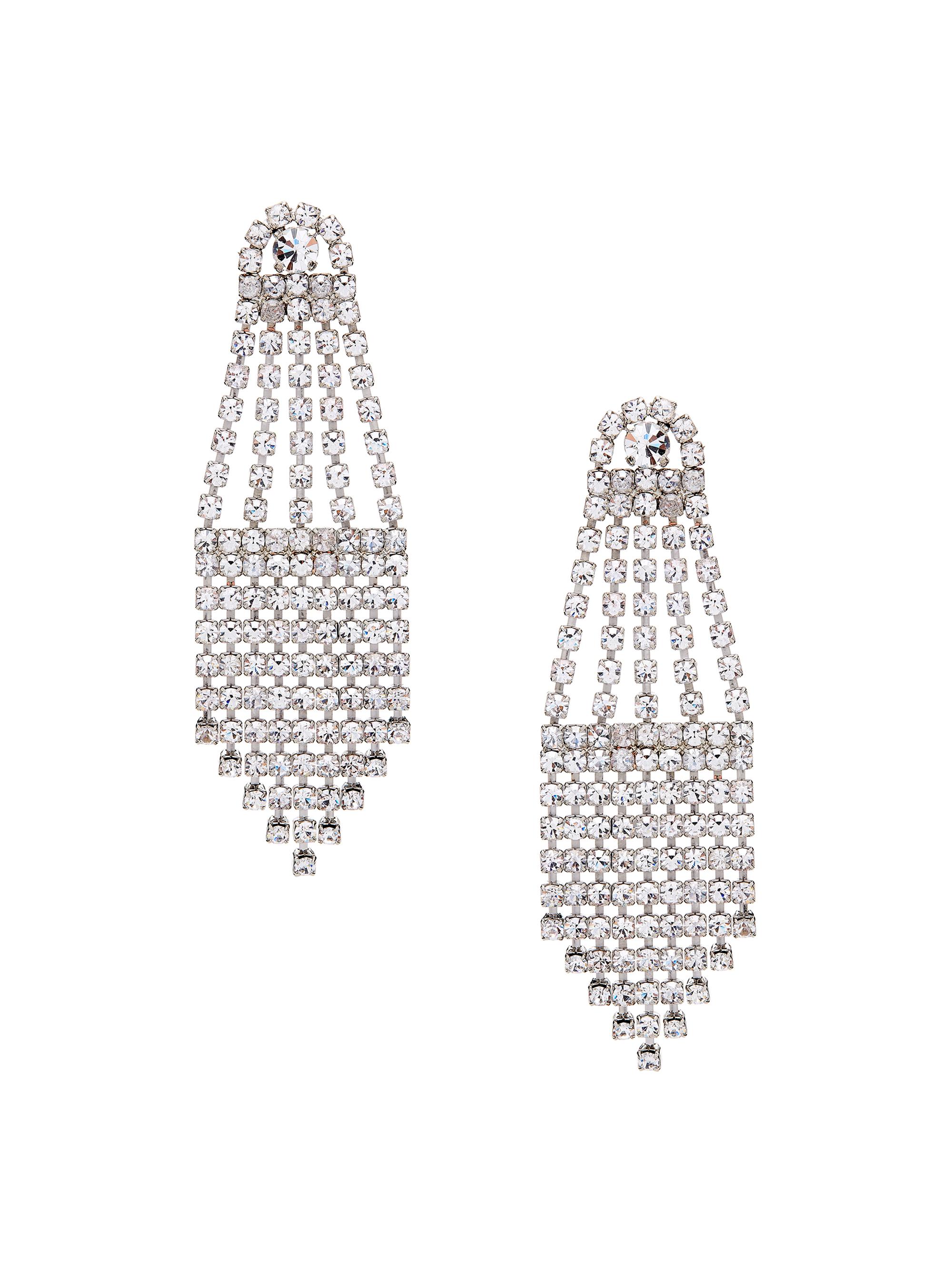 Oscar de la Renta Women's Silvertone & Glass Crystal Drop Earrings - Crystal