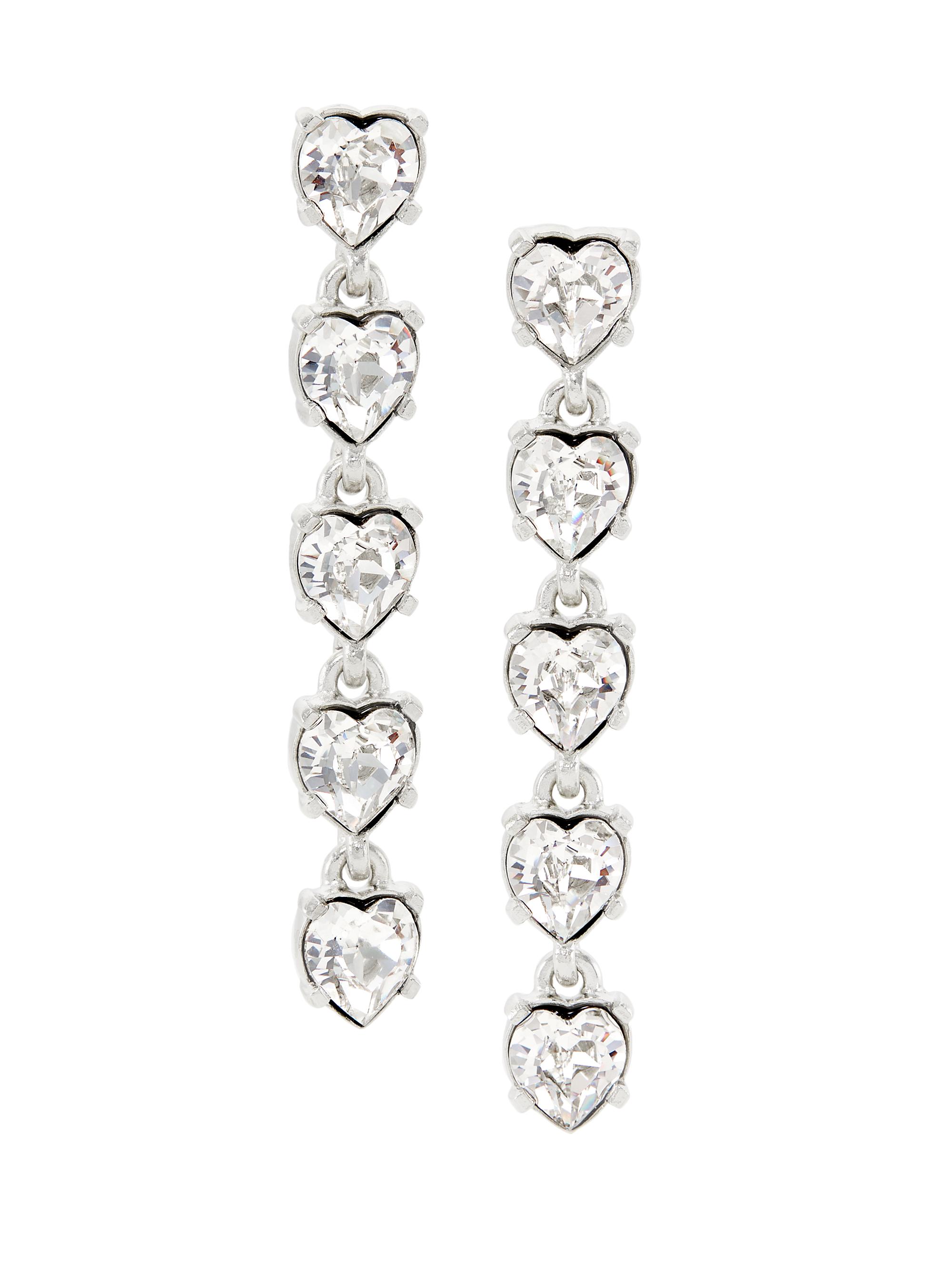 Oscar de la Renta Women's Goldtone & Glass Crystal Heart Drop Earrings - Crystal