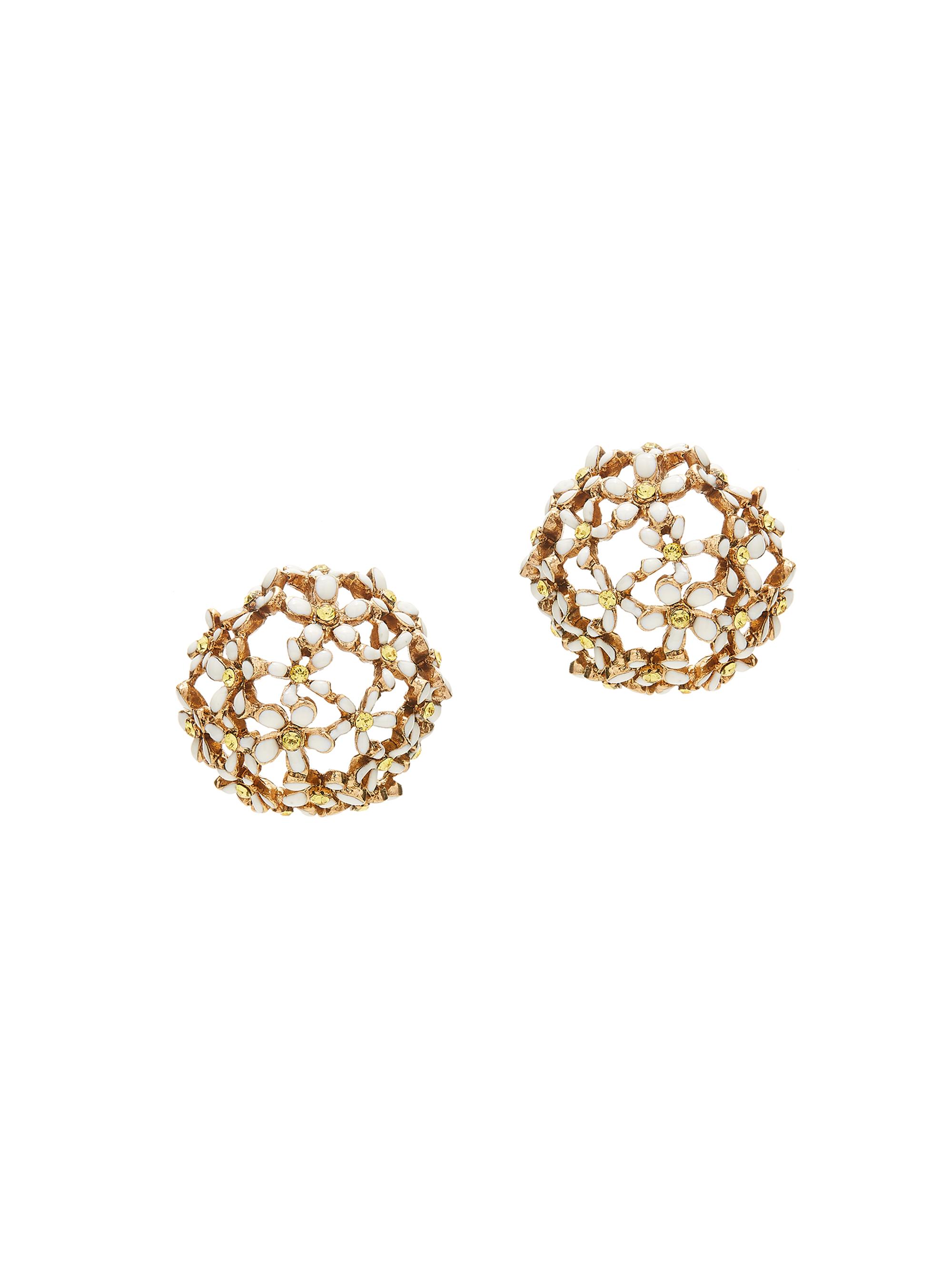 Oscar de la Renta Women's Goldtone, Resin & Crystal Domed Hydrangea Earrings - Topaz
