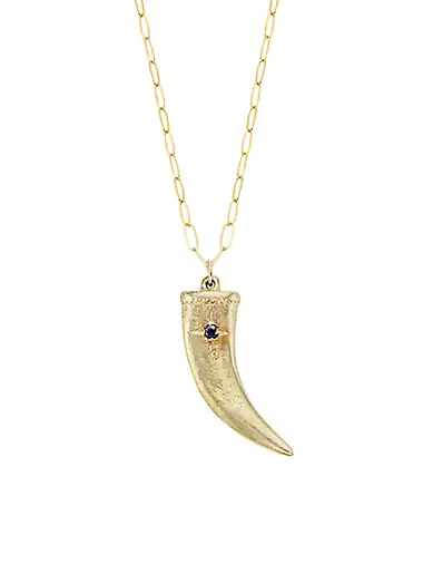 Precious Goldtone & Blue Sapphire Claw Pendant Necklace
