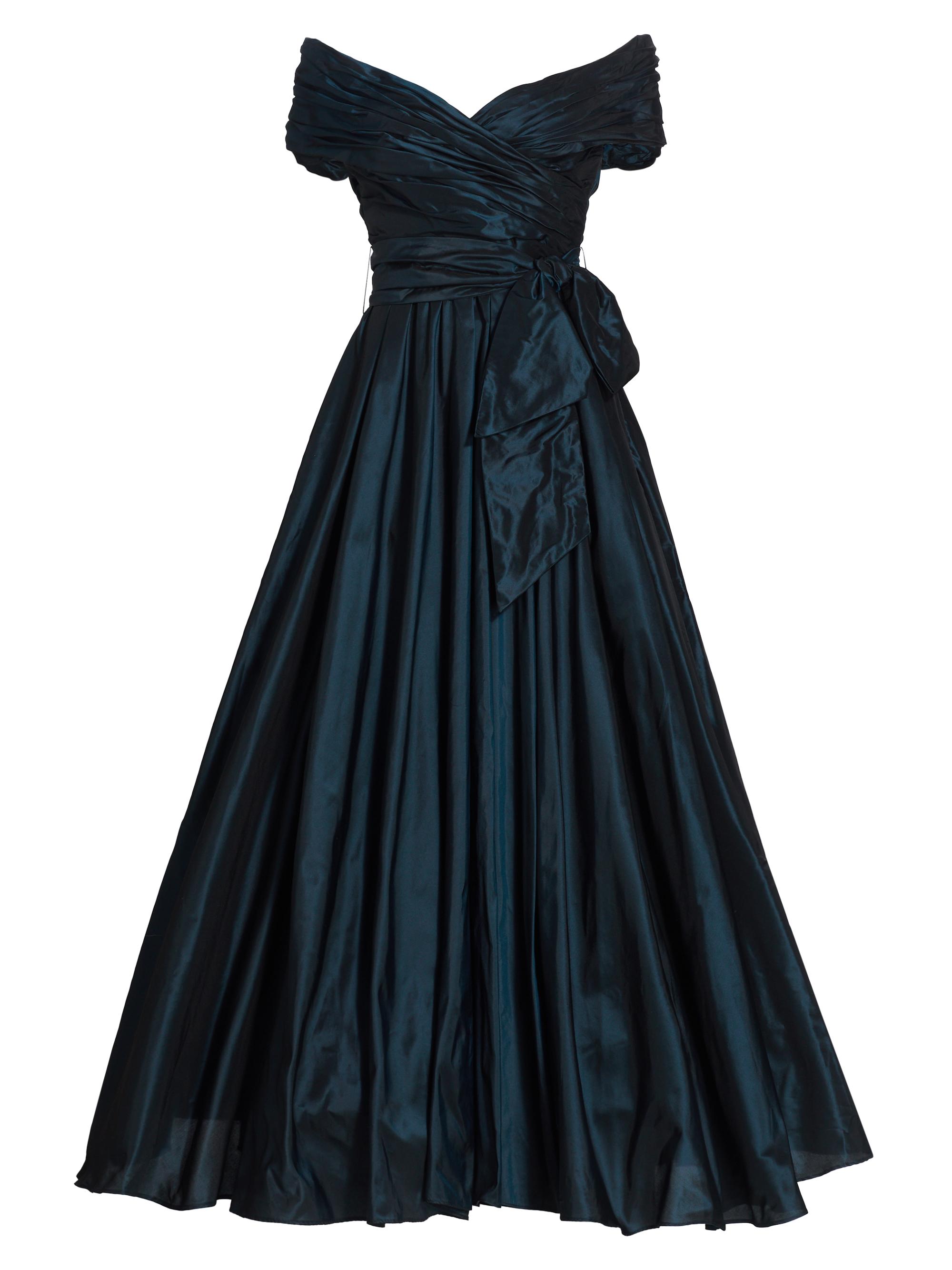 Catherine Regehr Women's Annabelle Taffeta Off-The-Shoulder Gown - Navy