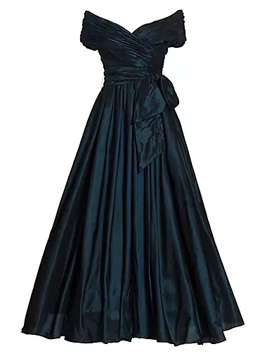 Annabelle Taffeta Off-The-Shoulder Gown