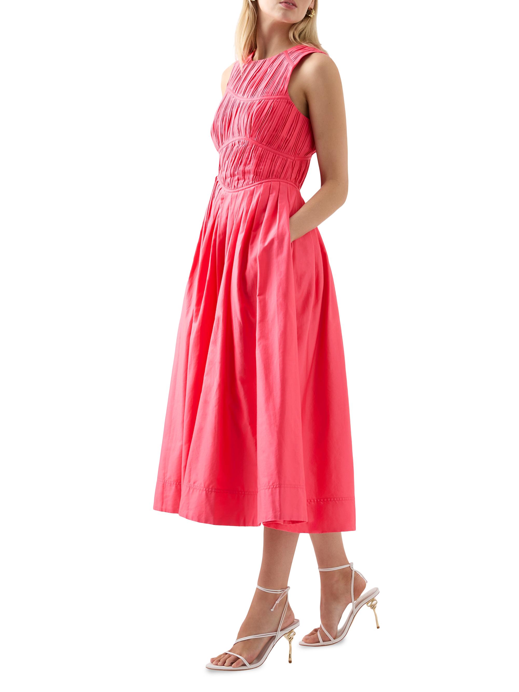 Aje Sculptra Nya Gathered Midi Dress - Rouge Pink
