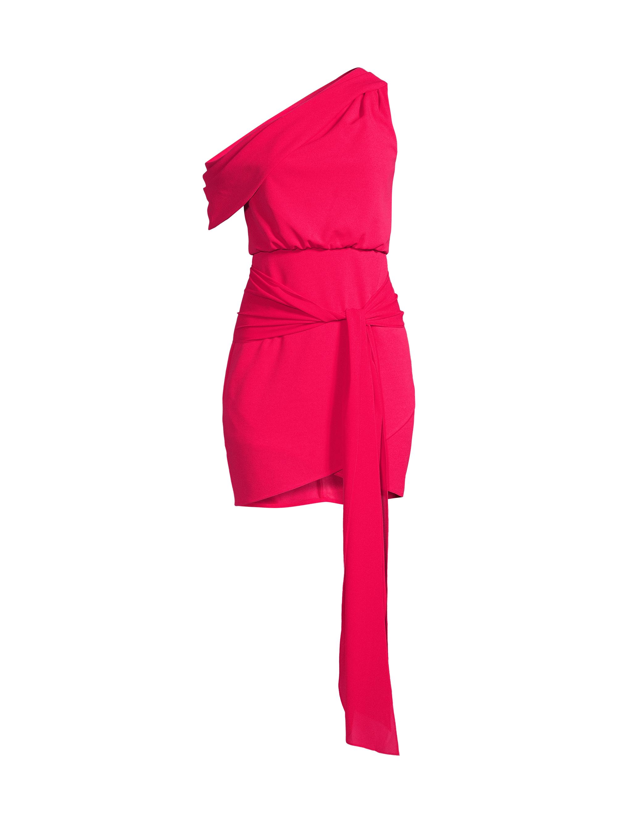One33 Social Women's Asymmetric Stretch Crepe Tie-Waist Minidress - Raspberry