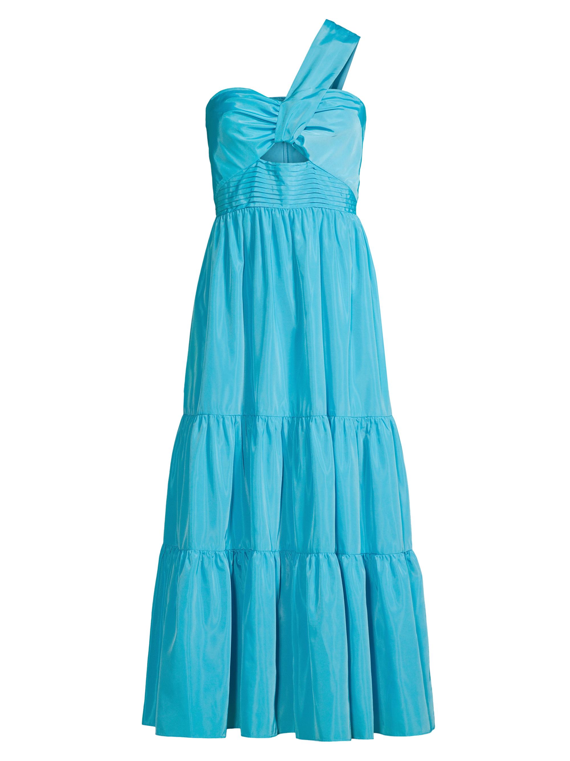 One33 Social Women's Patio Tieres Stretch Crepe & Taffeta Midi-Dress - Cyan Blue