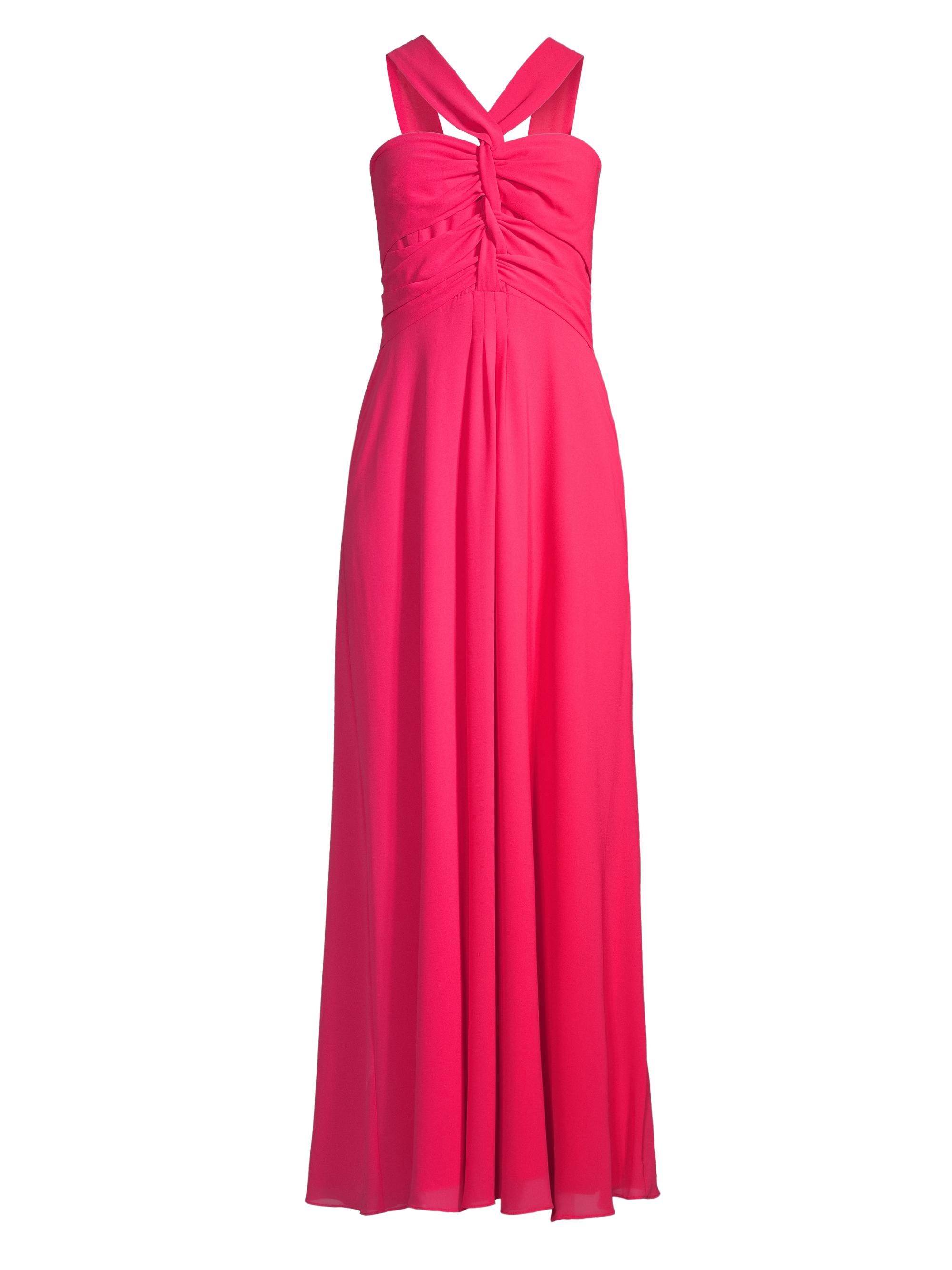One33 Social Women's Georgette Twist Halter Gown - Raspberry