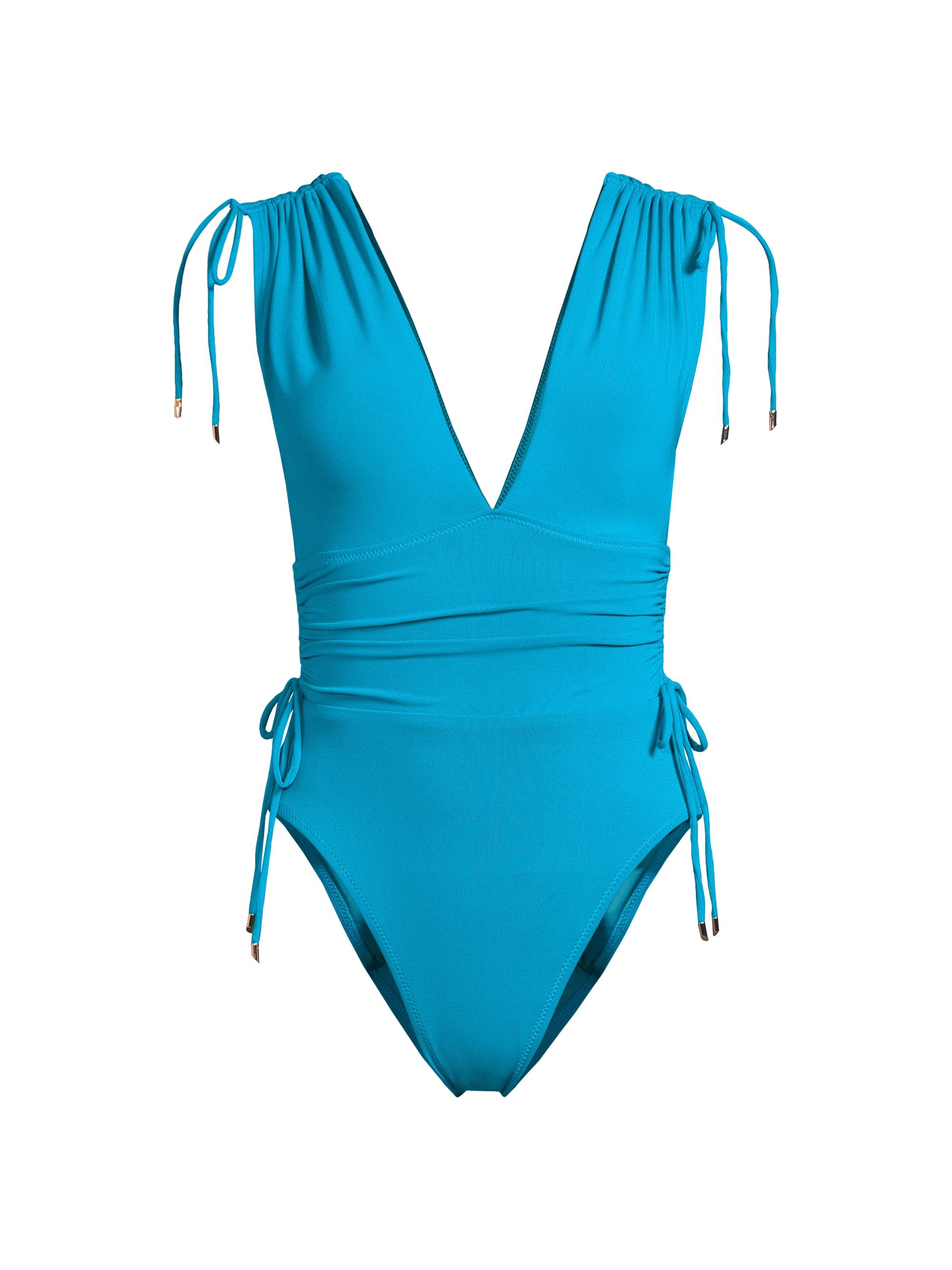 Robin Piccone Women's Aubrey Plunging V-Neck One-Piece Swimsuit - Ancho