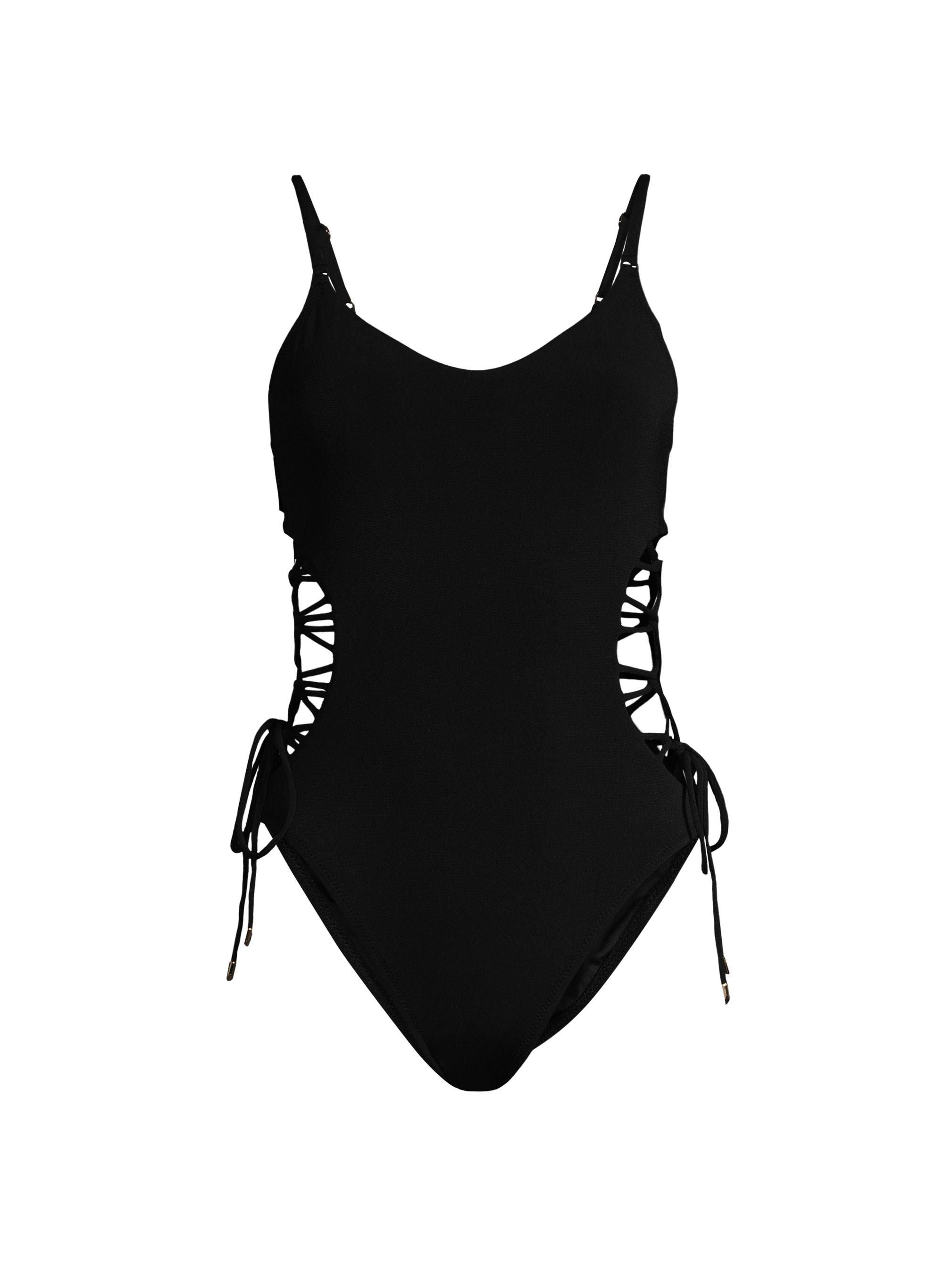Robin Piccone Women's Aubrey Lace-Up One-Piece Swimsuit - Black