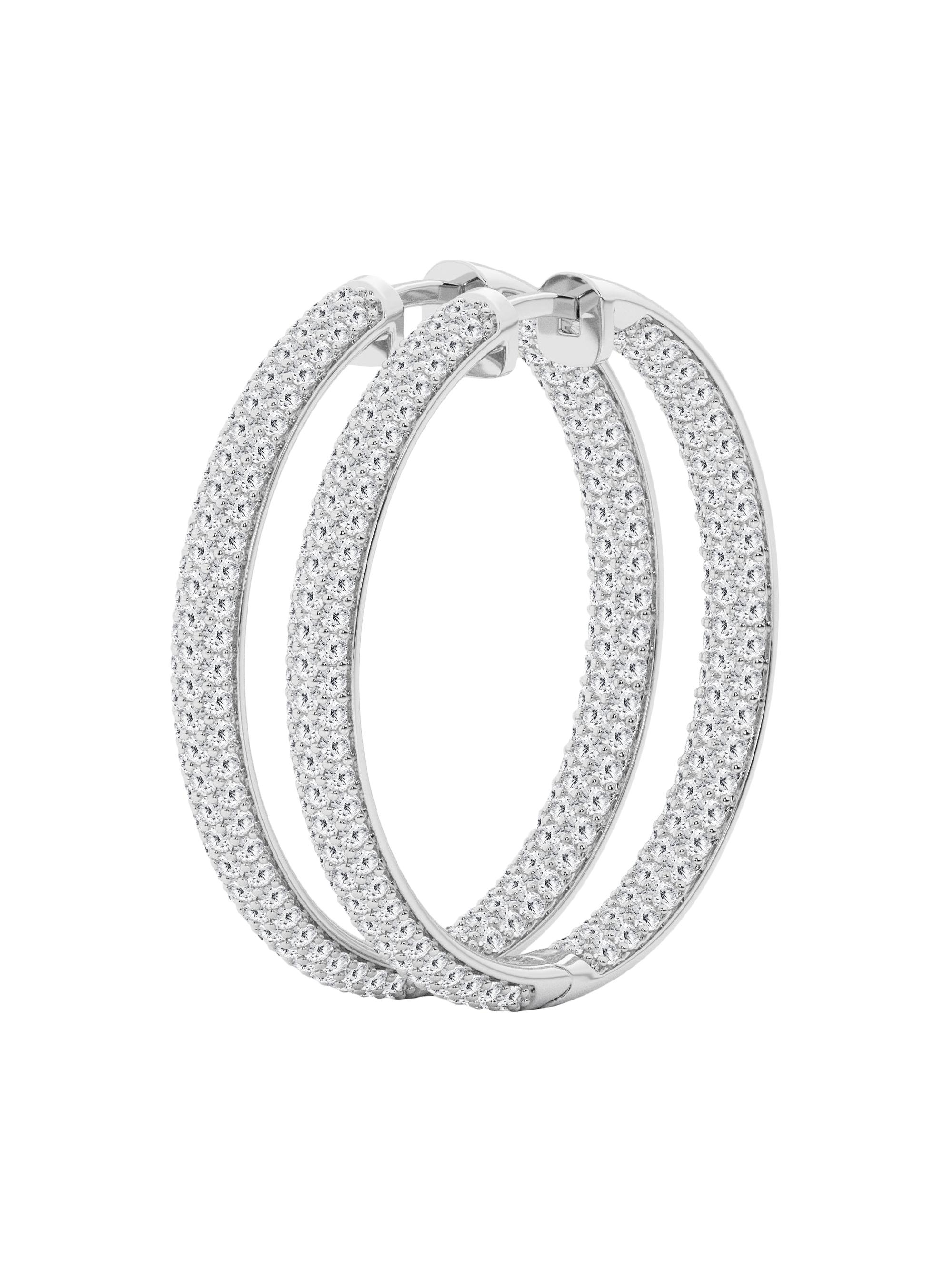 Saks Fifth Avenue Collection Women's 14K White Gold & 3 TCW Lab-Grown Diamond Inside-Out Hoop Earrings - White Gold