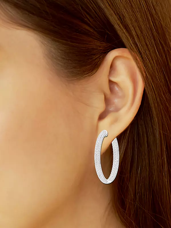 14K White Gold & 3 TCW Lab-Grown Diamond Inside-Out Hoop Earrings