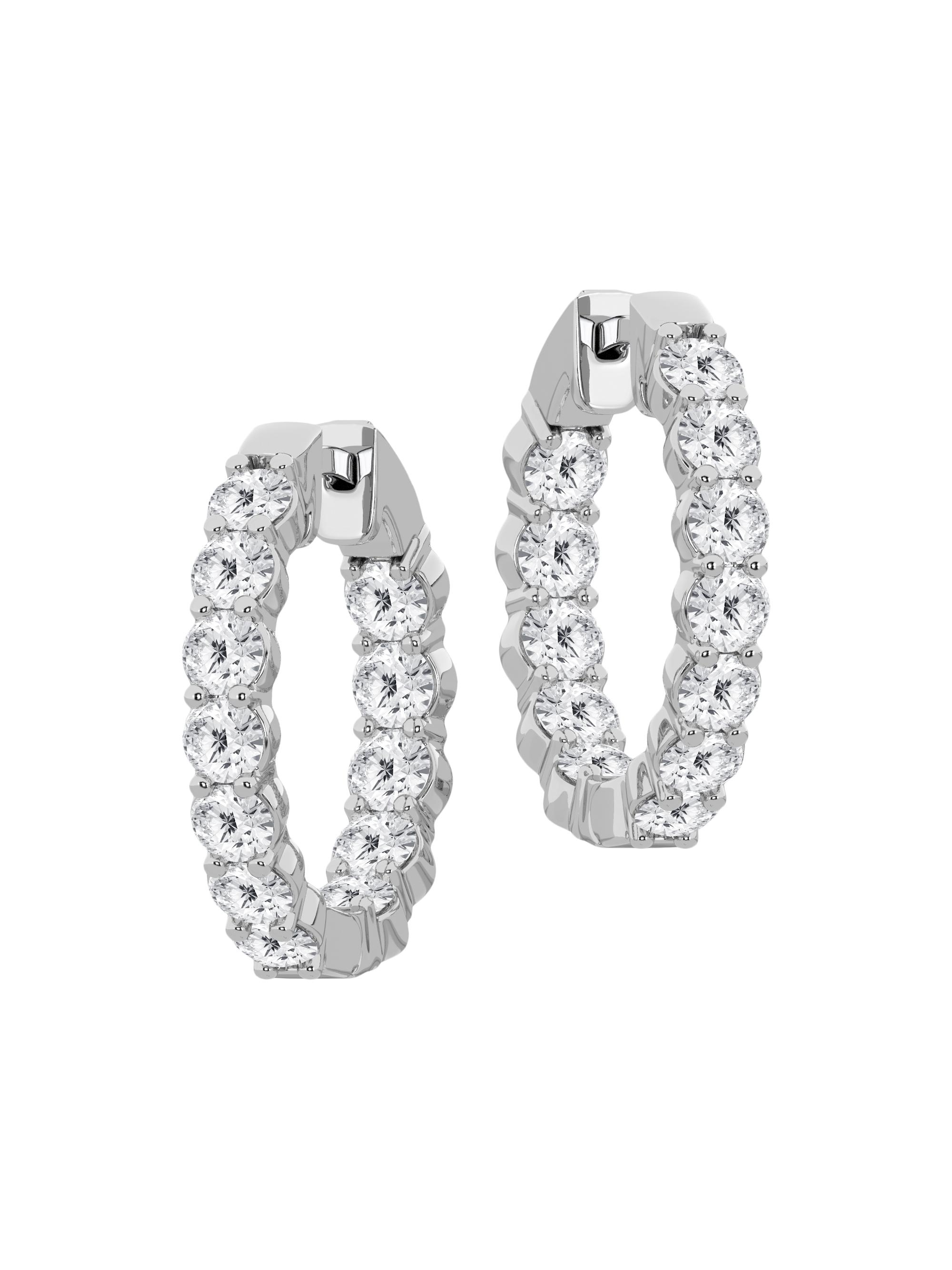 Saks Fifth Avenue Collection Women's 14K White Gold & Lab-Grown Diamonds Inside-Out Hoop Earrings - White Gold